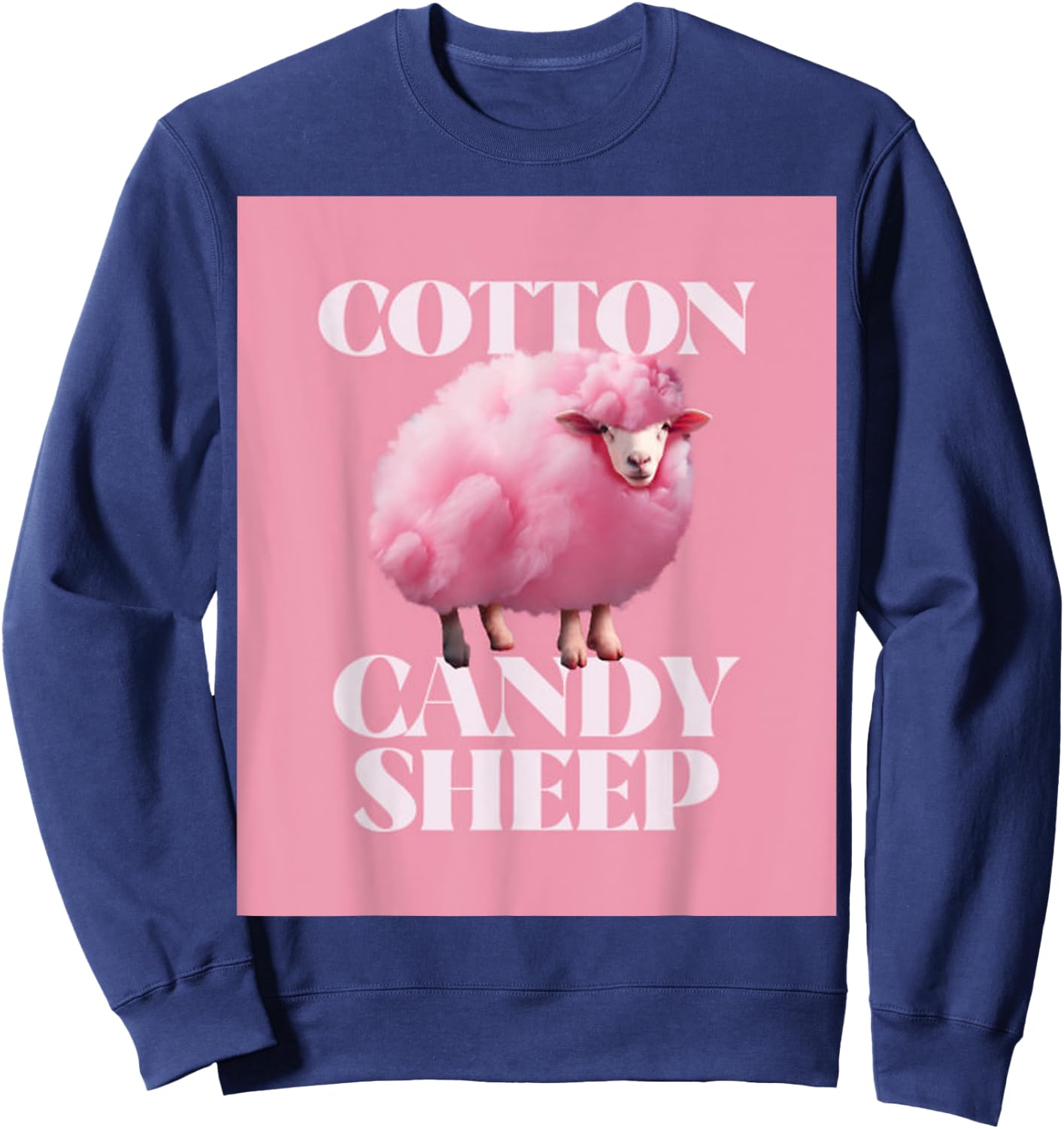 Fun Cute Fluffy Pink Sheep Design Sweatshirt - Sweatshirt | Navy