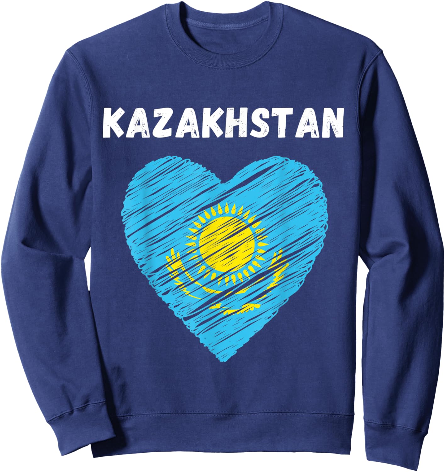 Kazakhstan Flag Holiday Kazakhstan Heart Kazakhstani Flag Sweatshirt - Sweatshirt | Navy