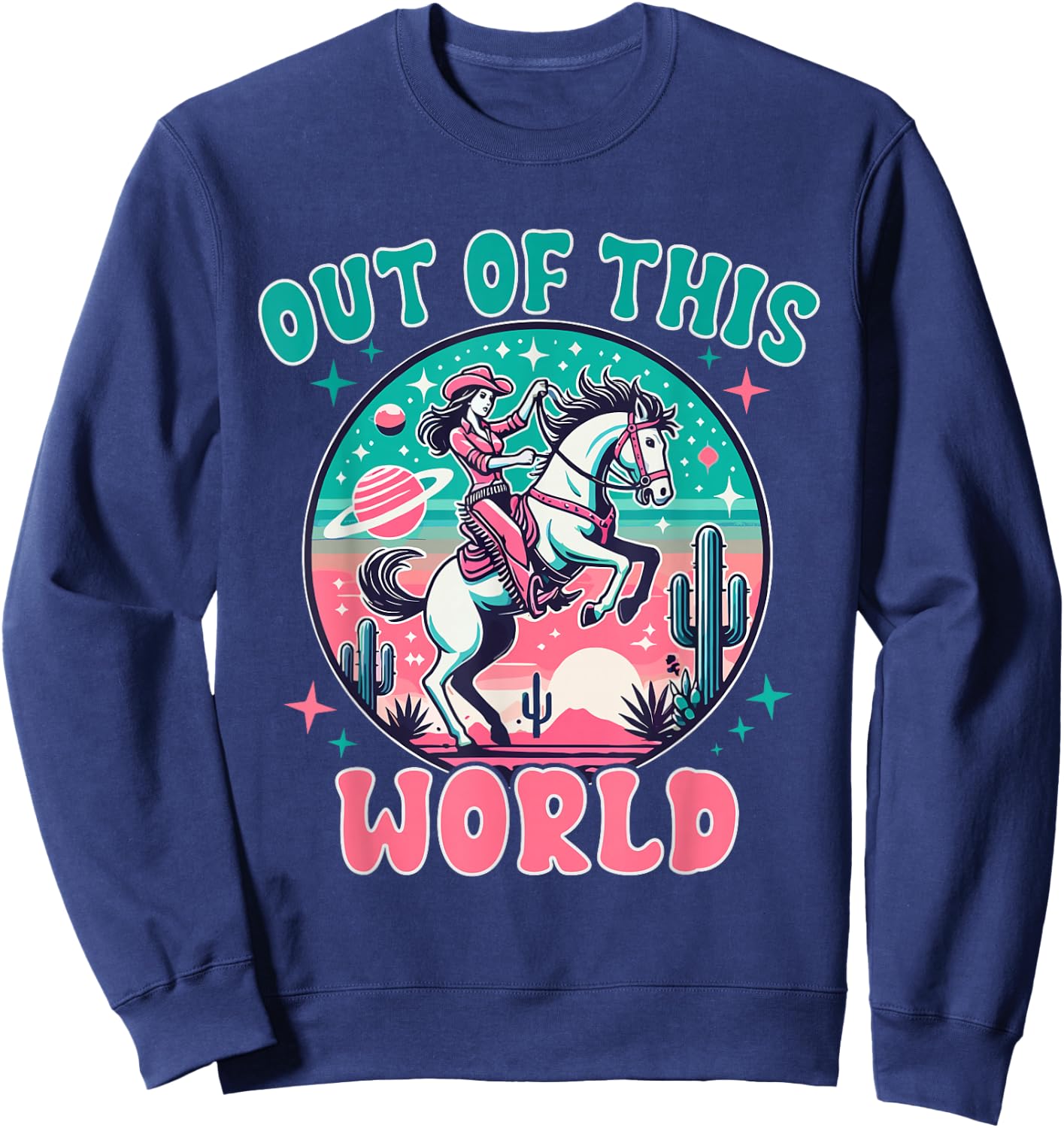 Space Cowgirl Outfit Cosmic Costume Galactic Western Riding Sweatshirt - Sweatshirt | Navy