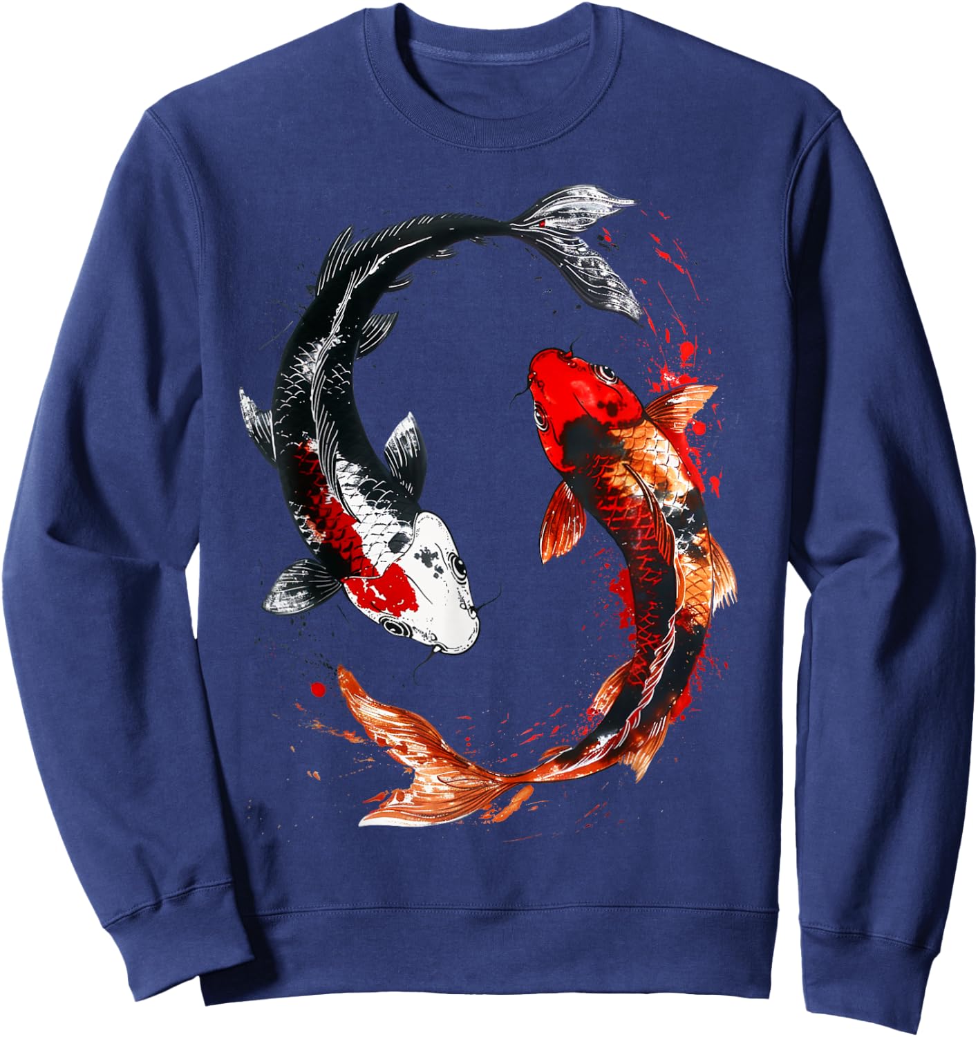 Japanese Koi Fish Tattoo Yin Yang Fish Sweatshirt - Sweatshirt | Navy