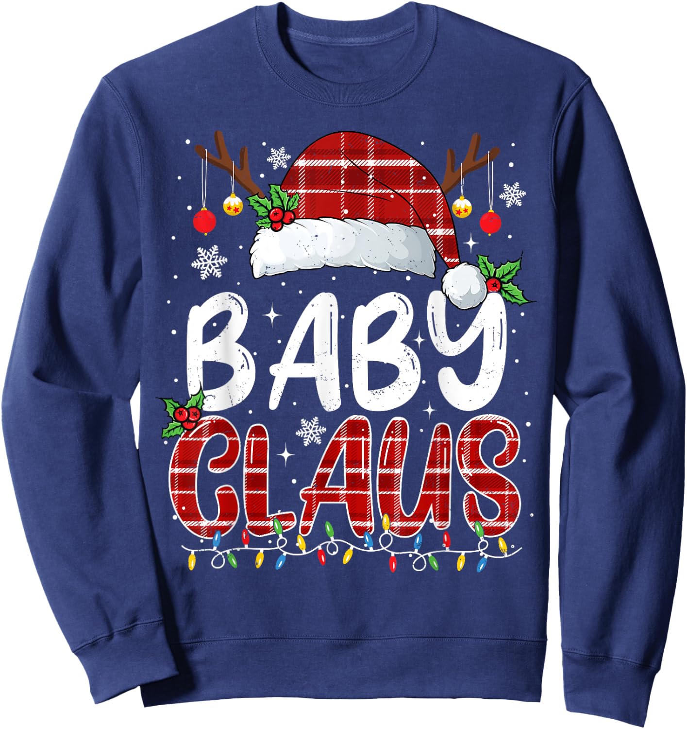 Baby Claus Christmas Lights Pajama Family Matching Sweatshirt - Sweatshirt | Navy