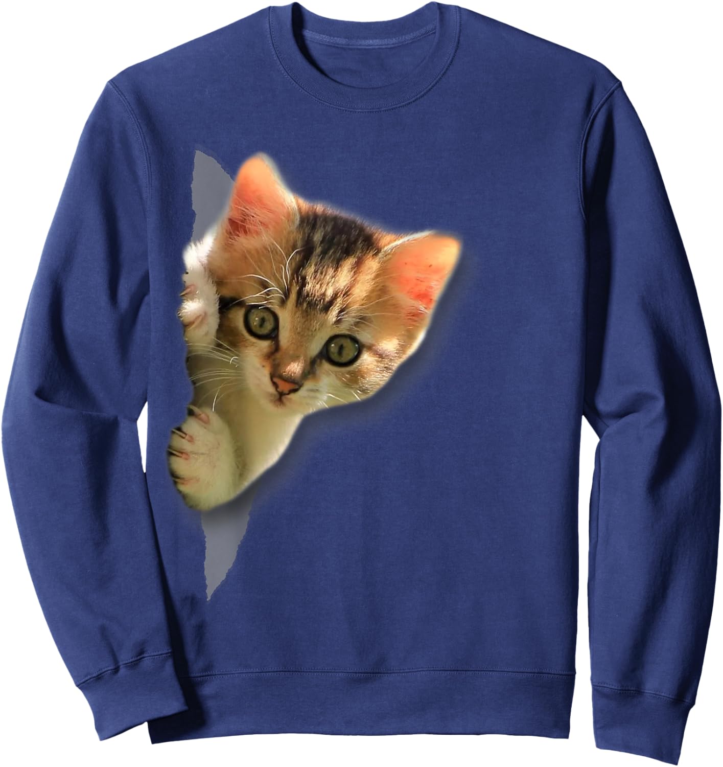 Funny Kitten Torn Cloth Funny Cat Lover Cat Owner Cat Lady Sweatshirt - Sweatshirt | Navy