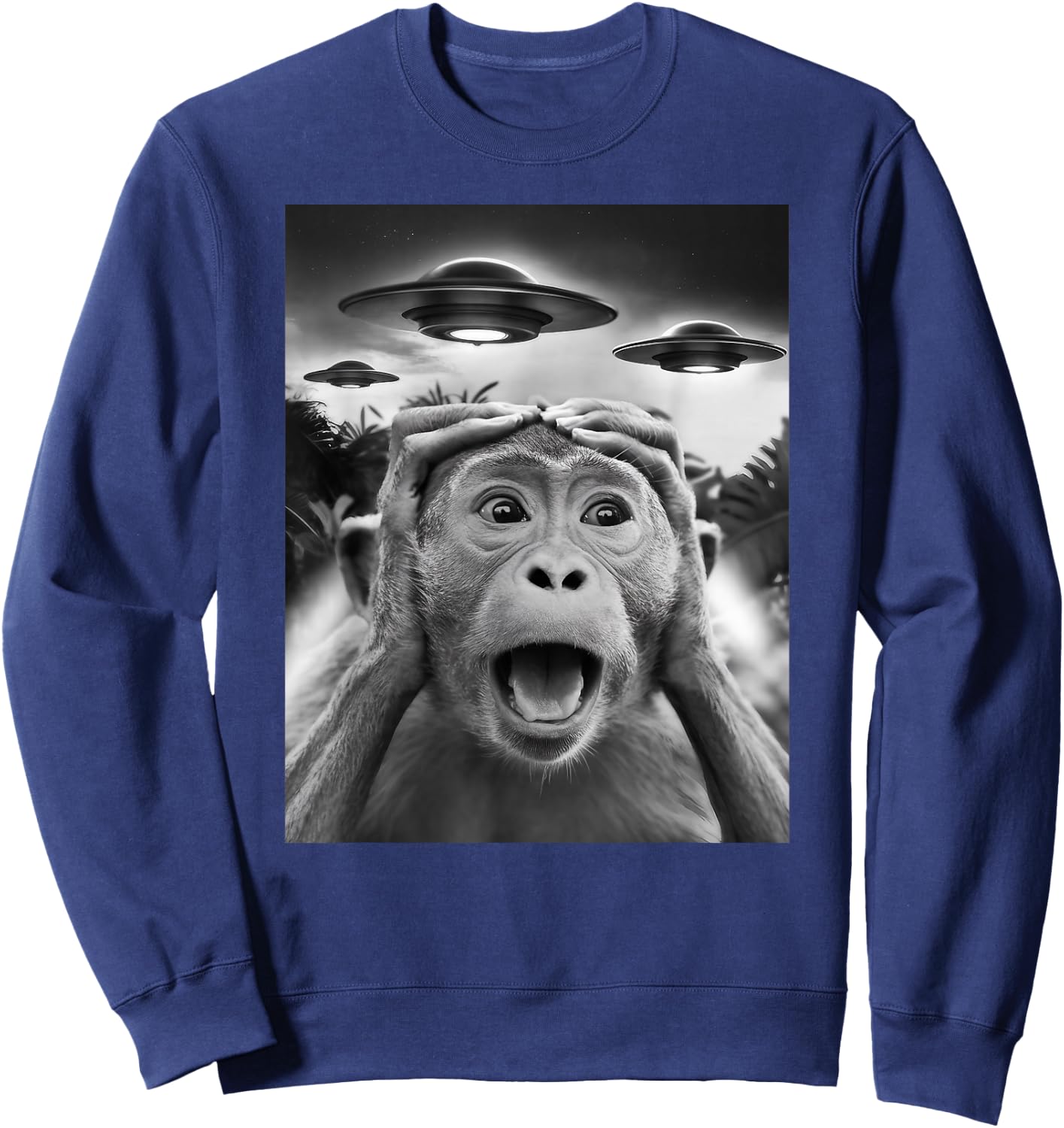 Funny Monkey UFO Weird Sweatshirt - Sweatshirt | Navy