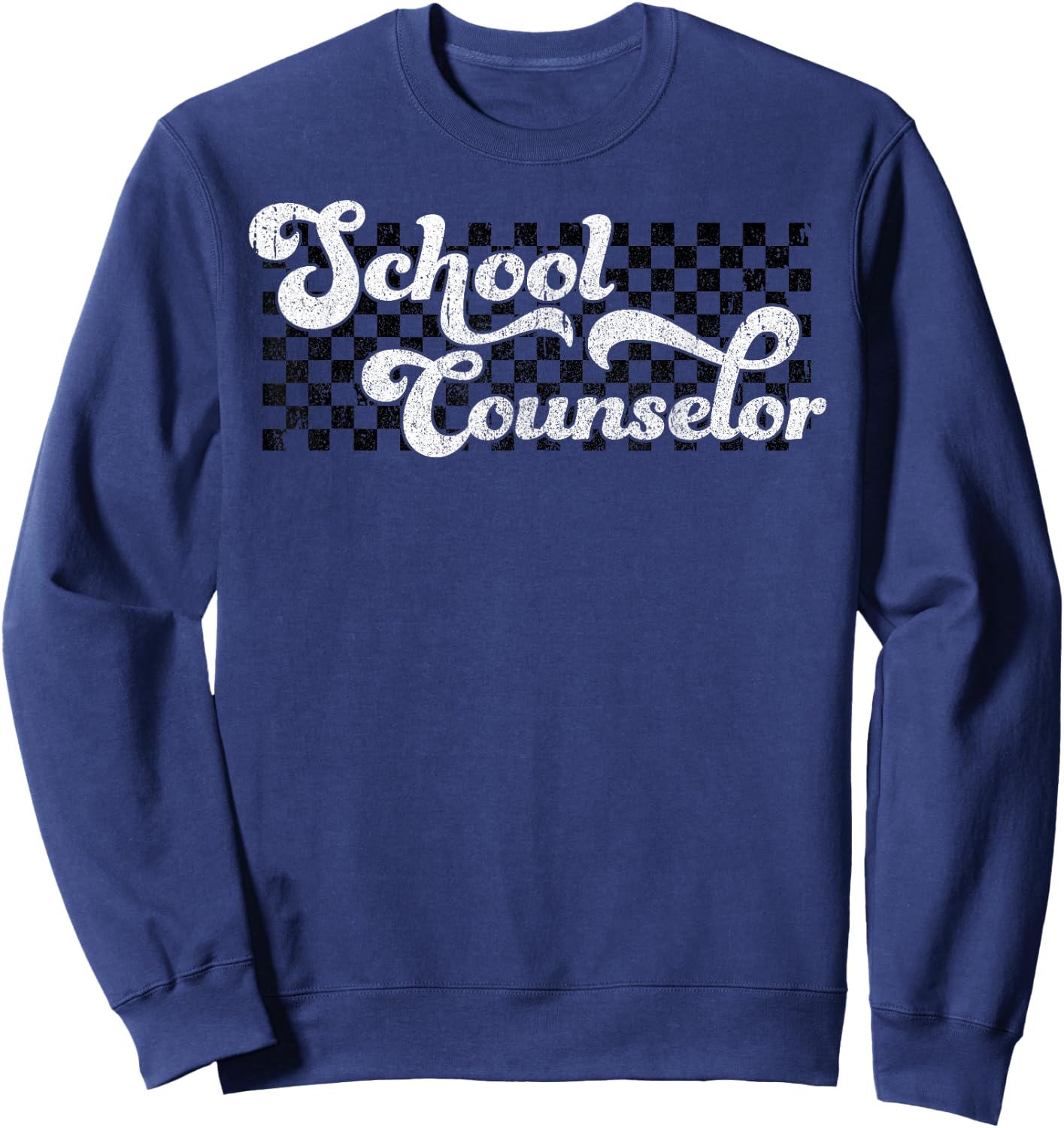 School Counselor Appreciation Week Women Men Retro Groovy Sweatshirt - Sweatshirt | Navy