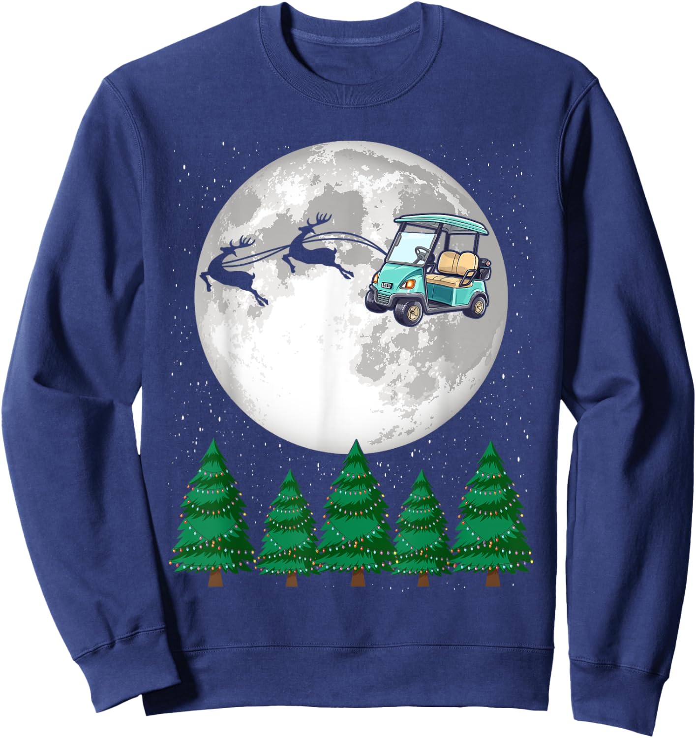 Golf Cart Santa Christmas Sleigh - Funny Golf Cart Xmas Sweatshirt - Sweatshirt | Navy