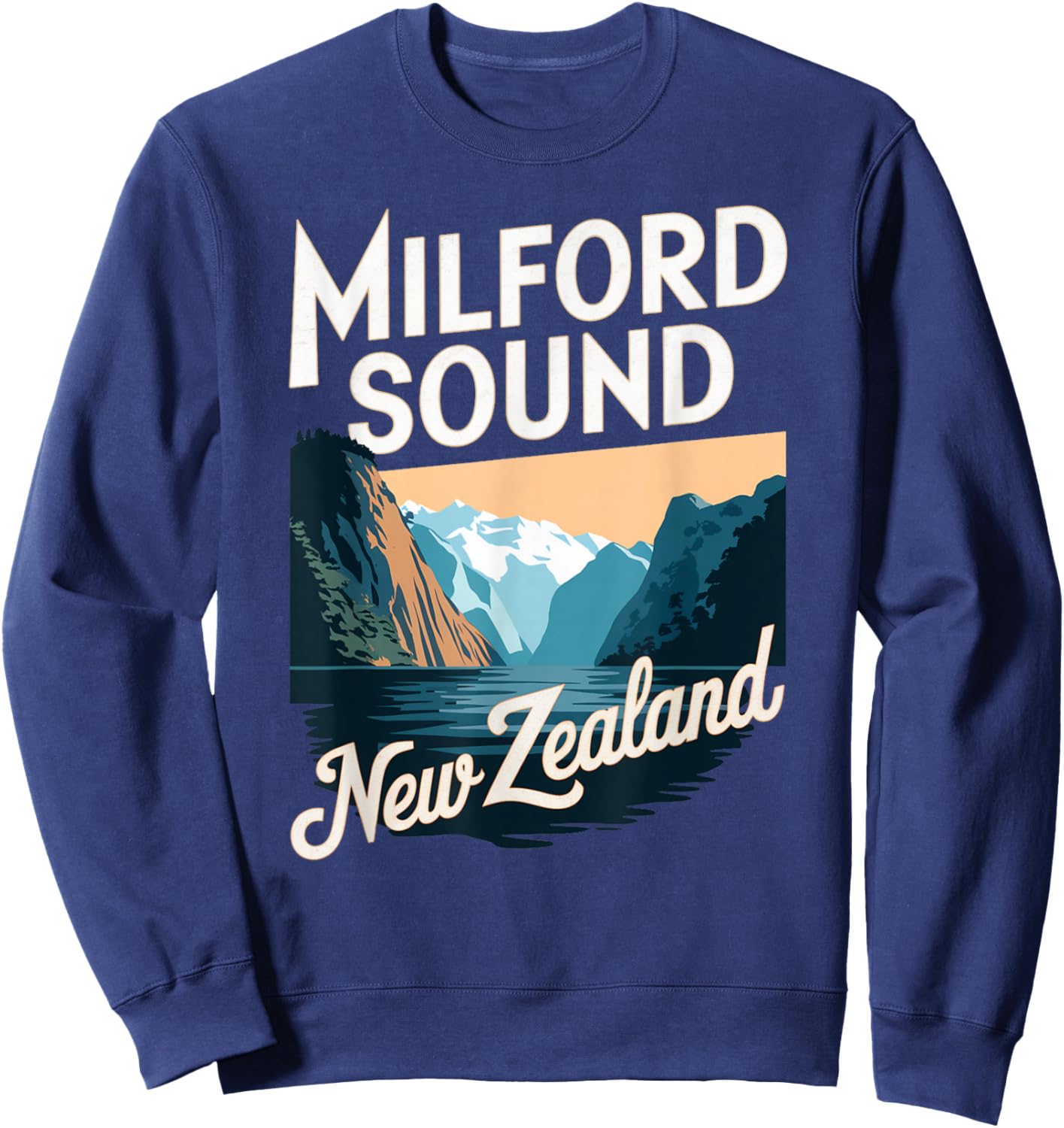 Explore Scenic Milford Sound in New Zealand Sweatshirt - Sweatshirt | Navy