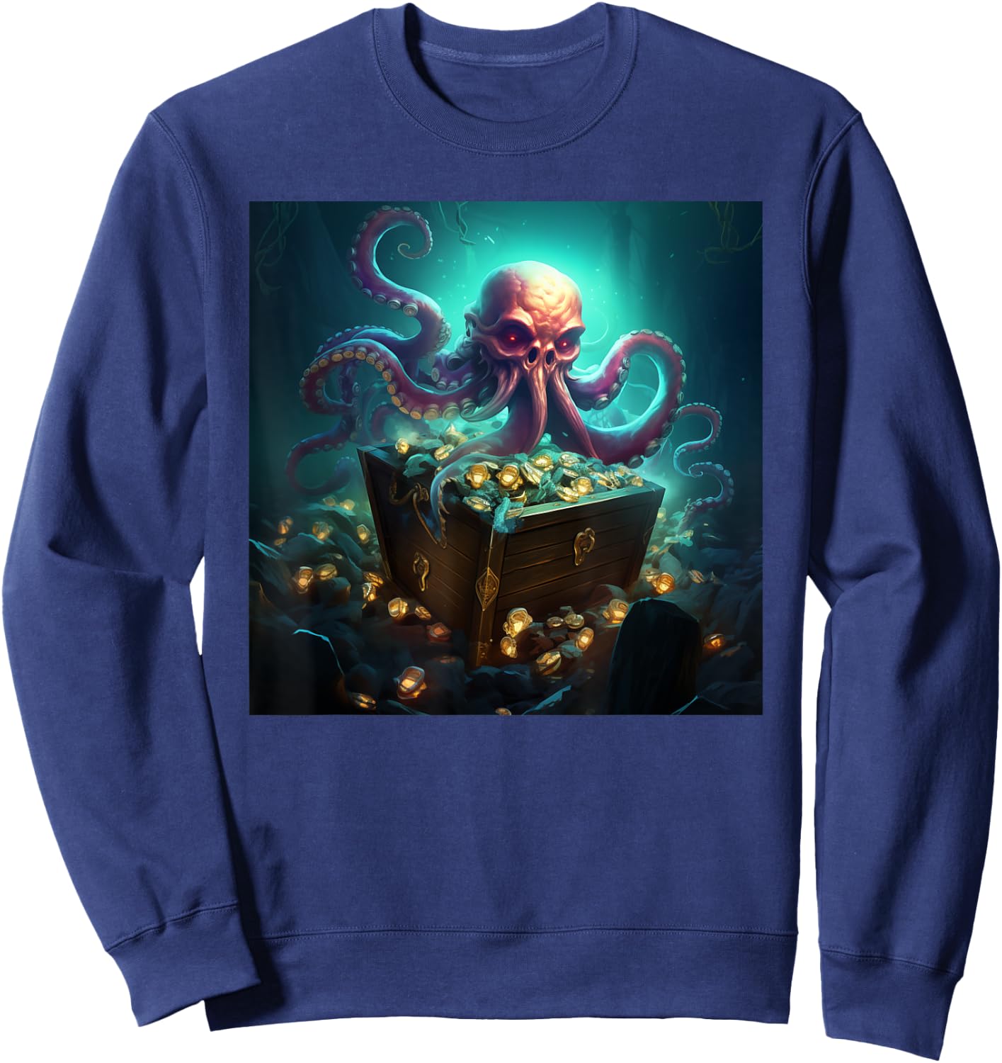 Kraken Treasure Chest Octopus Sweatshirt - Sweatshirt | Navy
