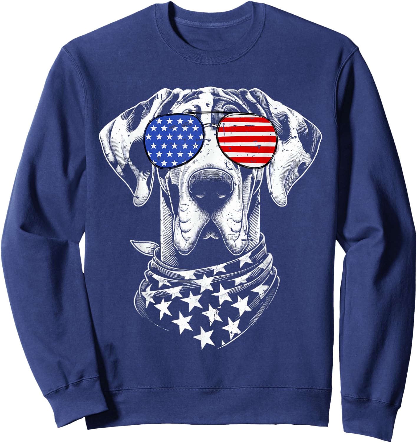 Great Dane Dog Dad Patriotic 4th of July American US Flag Women Kids Men Sweatshirt - Sweatshirt | Navy