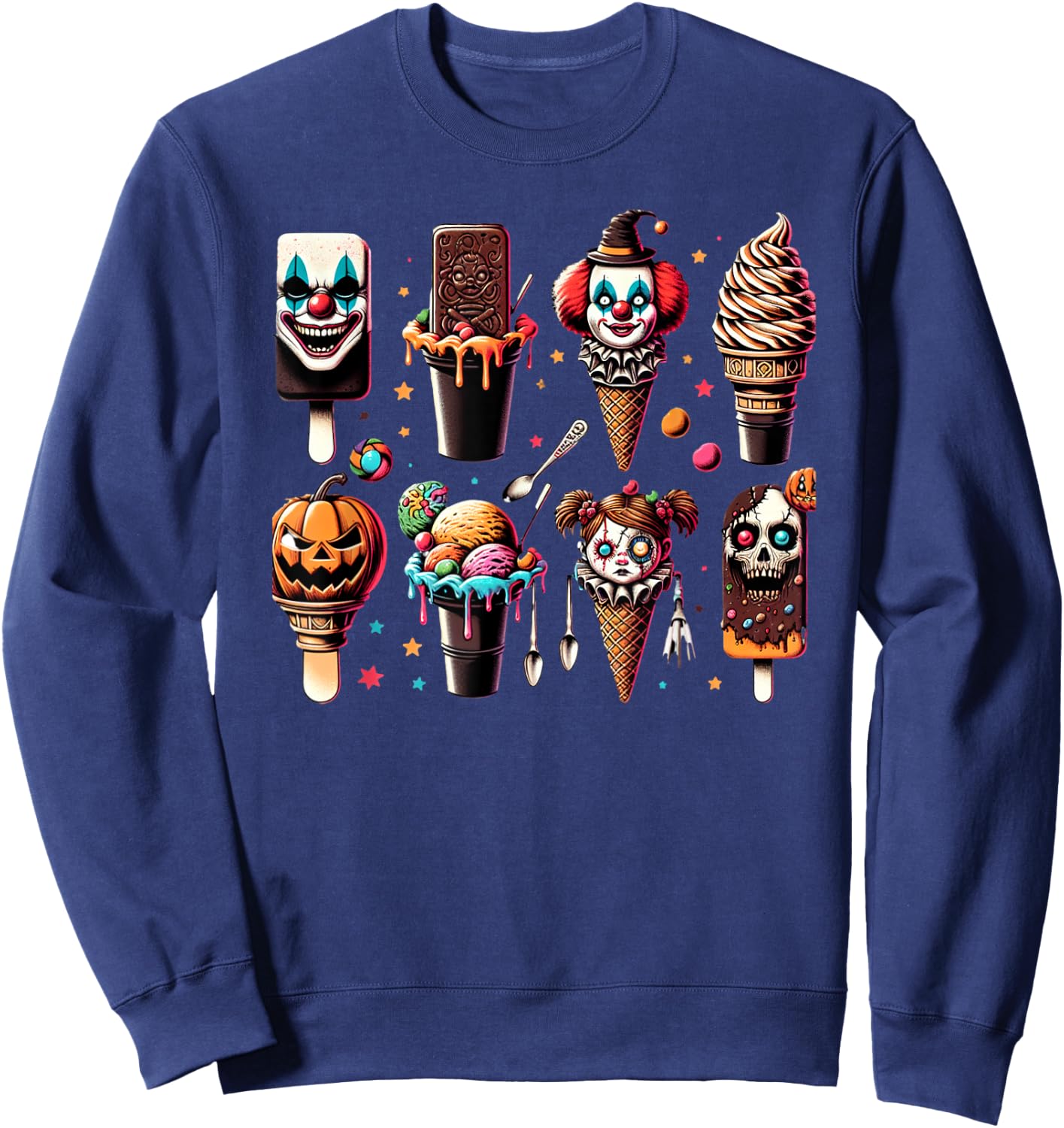 Vintage Horror Movie Summer Popsicle Halloween Summerween Sweatshirt - Sweatshirt | Navy