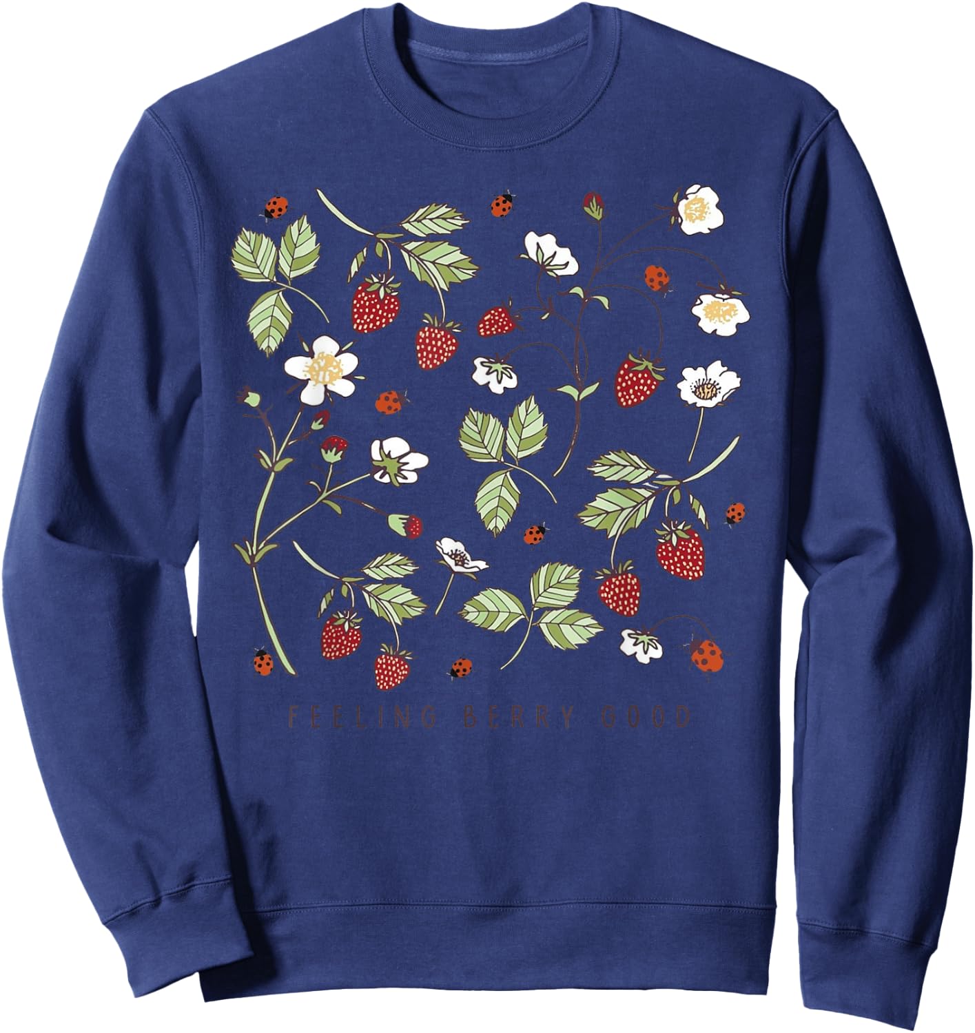 Boho Strawberry Feeling Berry Good Festival Fruit Lover Gift Sweatshirt - Sweatshirt | Navy