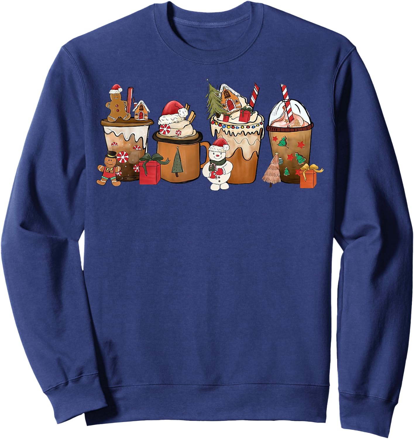Coffee Hot Cocoa Merry Christmas Xmas Family Pajamas Holiday Sweatshirt - Sweatshirt | Navy