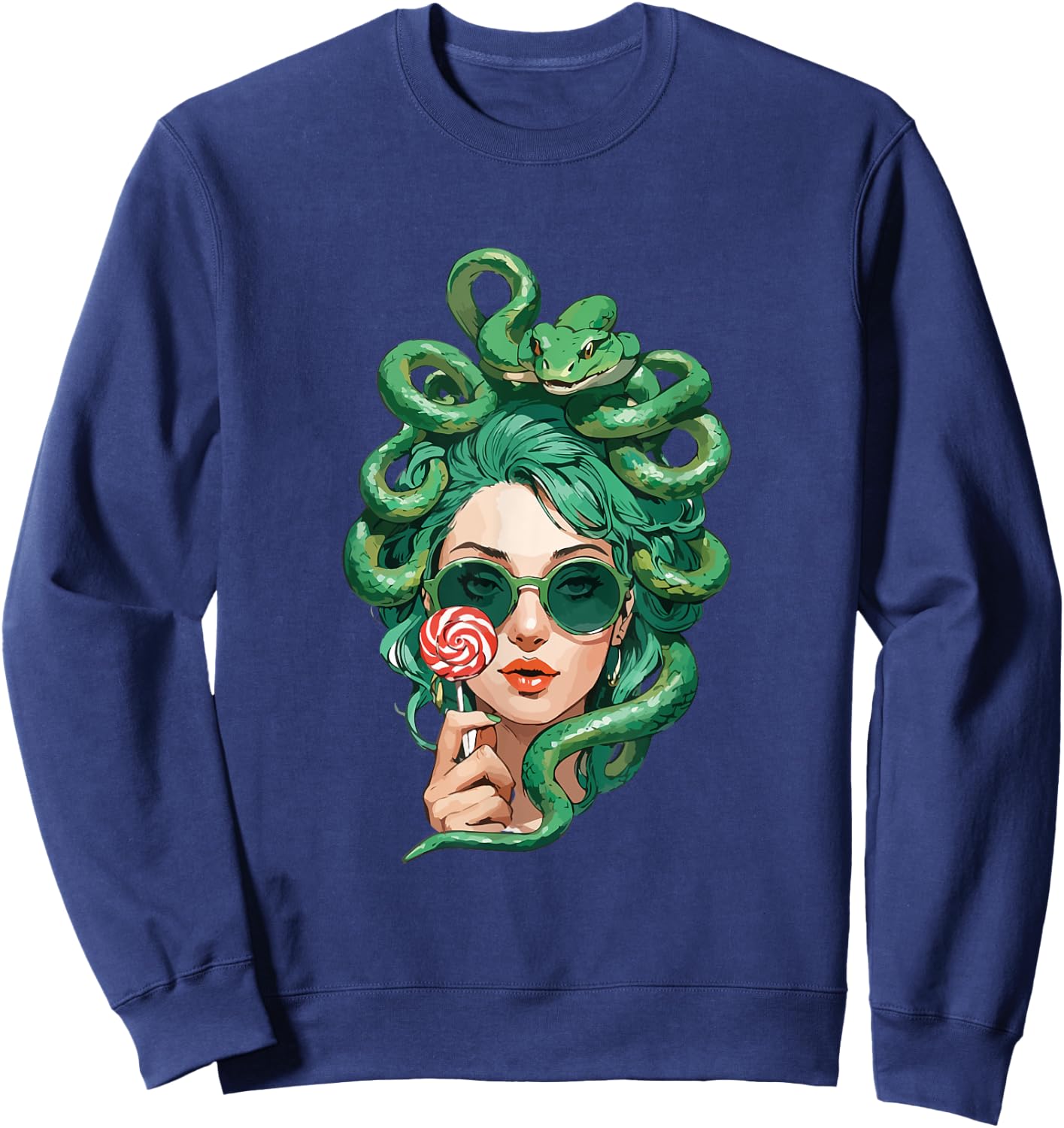Medusa Greek Mythology Gorgon Snake Hair Mythical Creature Sweatshirt - Sweatshirt | Navy