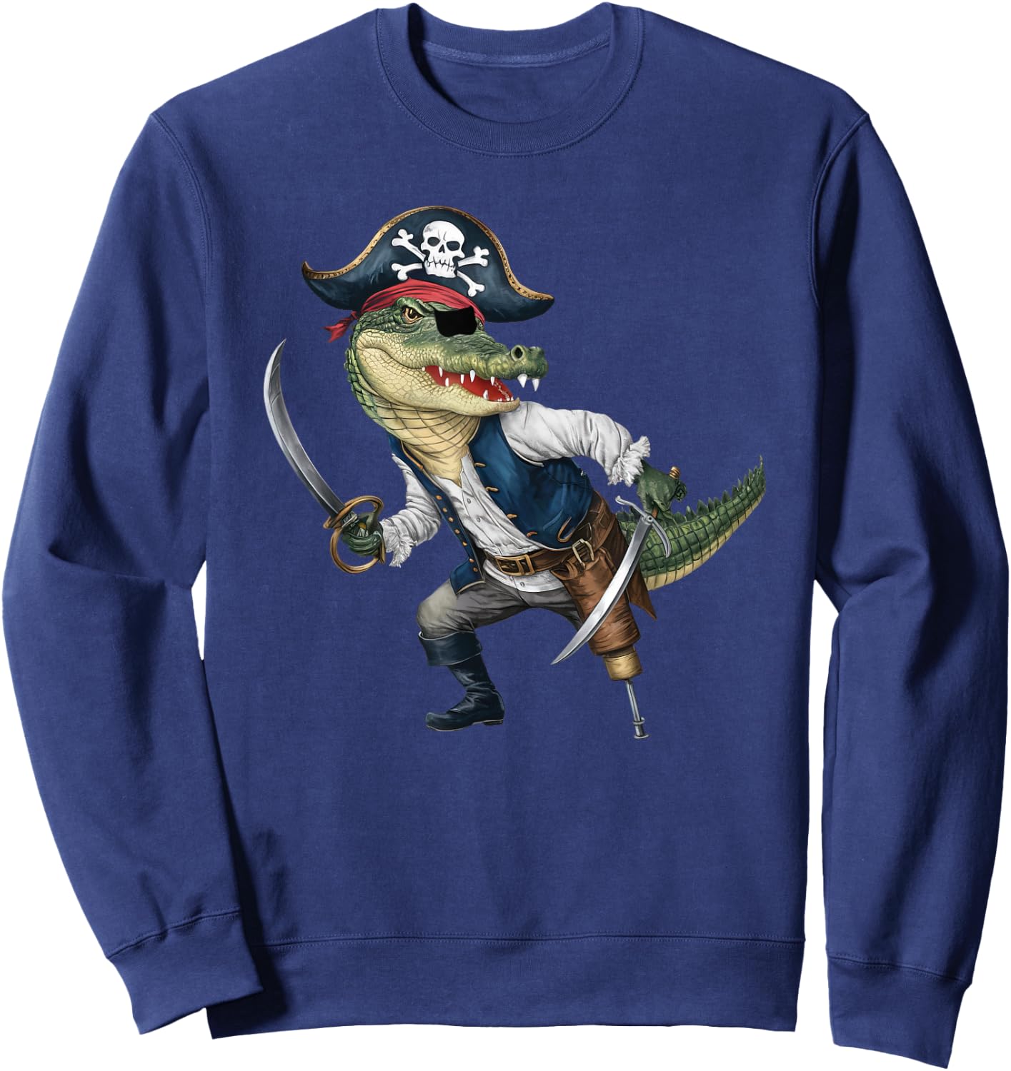 Alligator Pirate Halloween Kids Pirate Funny Sweatshirt - Sweatshirt | Navy