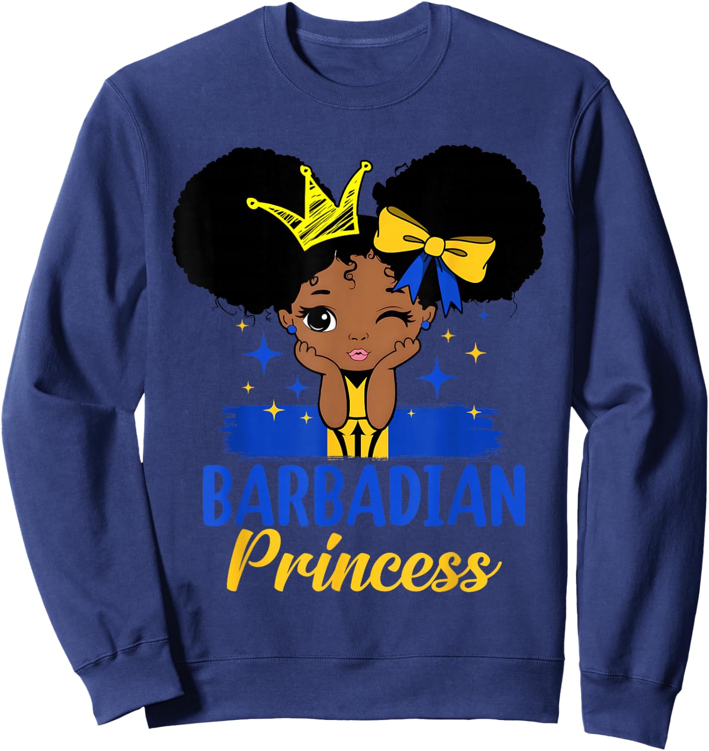 Barbadian Princess Barbados Girl Melanin Cute Barbadian Flag Sweatshirt - Sweatshirt | Navy