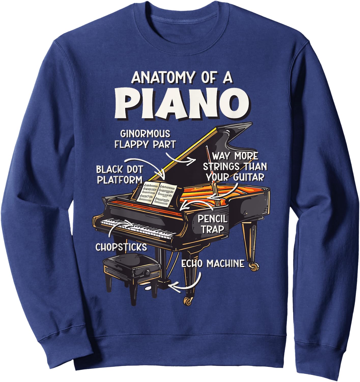 Funny Piano for Kids Sweatshirt - Sweatshirt | Navy