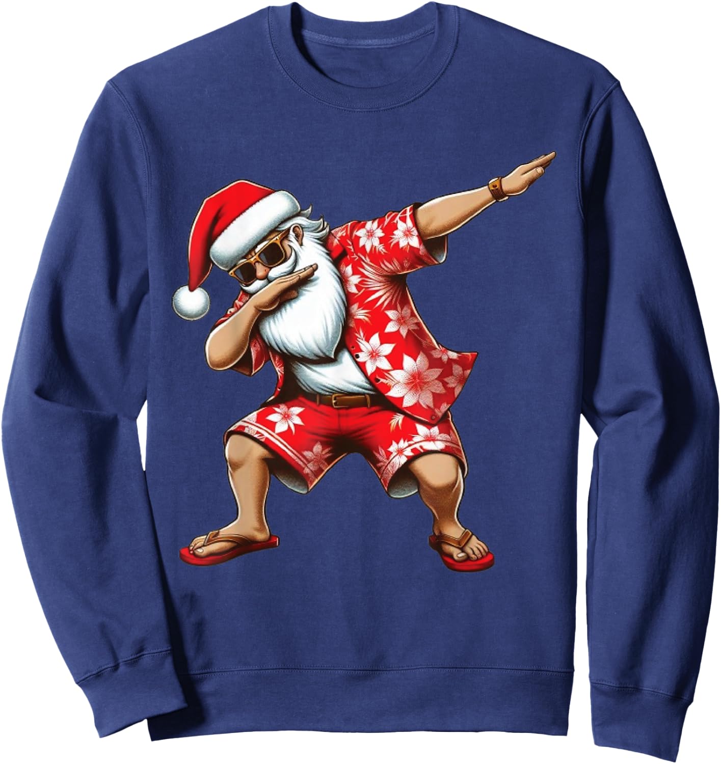 Dabbing Santa Christmas in July Boys Men Hawaiian Xmas Dab Sweatshirt - Sweatshirt | Navy