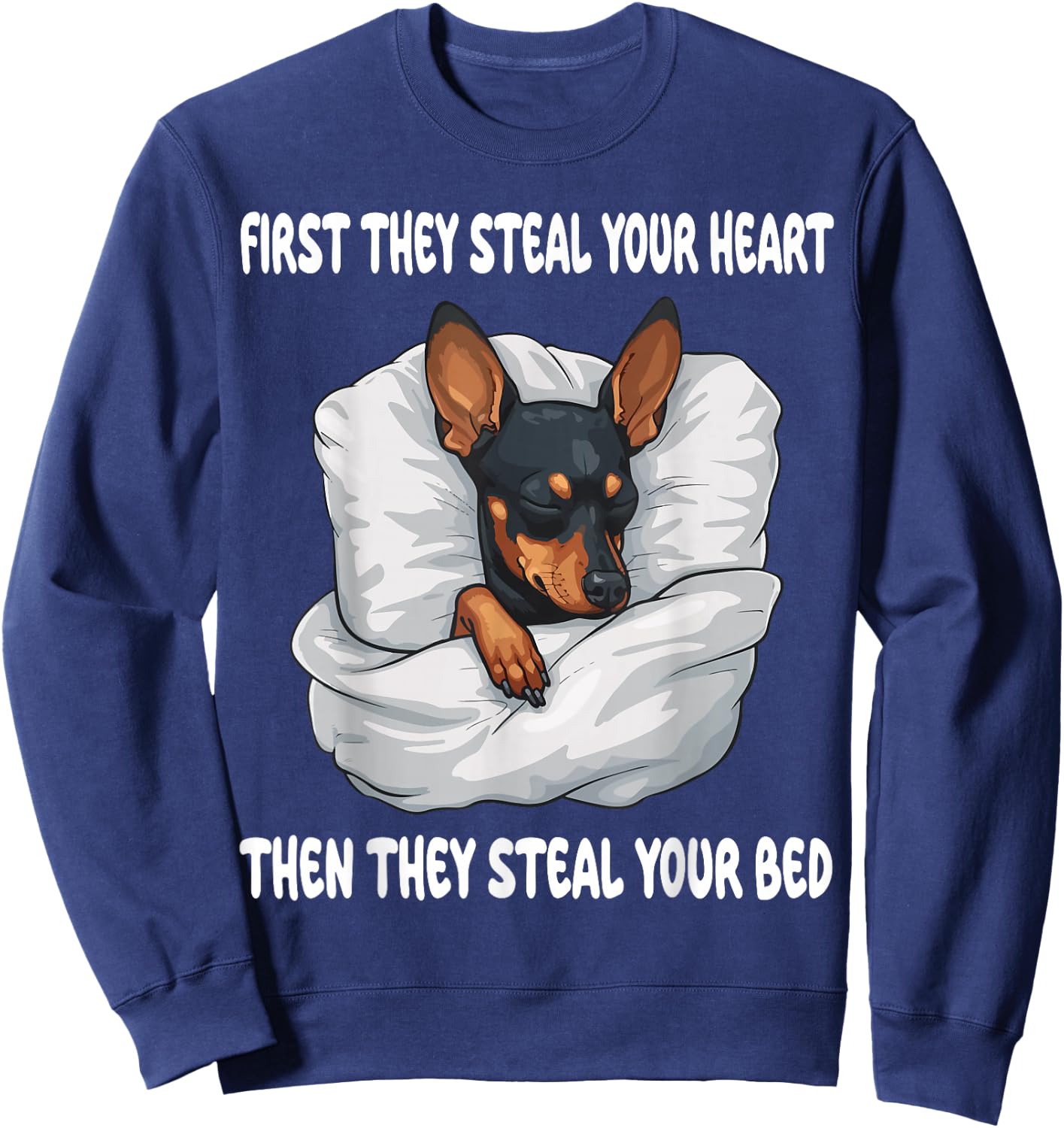 Miniature Pinscher Sleeping Pajamas Nightgown Sweatshirt - Sweatshirt | Navy