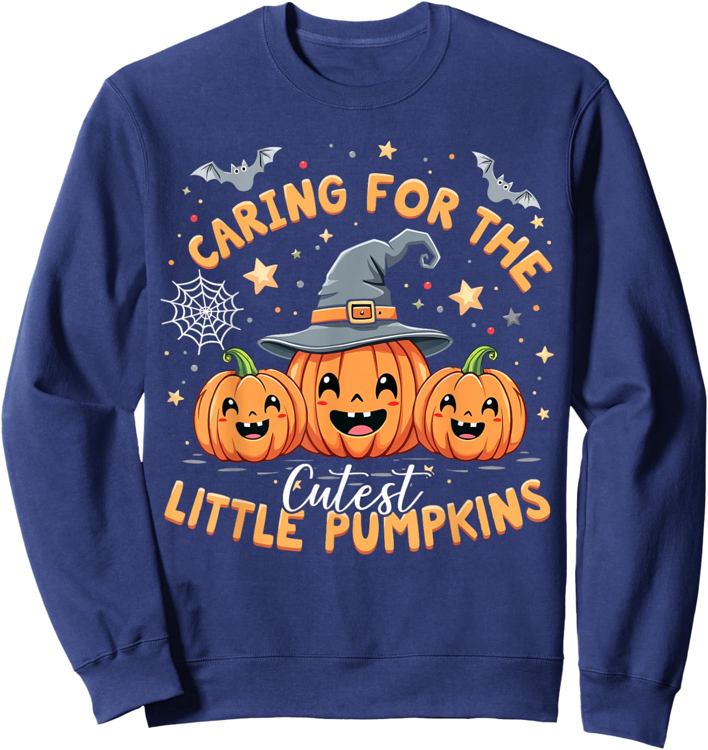 Caring For The Cutest Little Pumpkins Halloween Nurse Sweatshirt - Sweatshirt | Navy