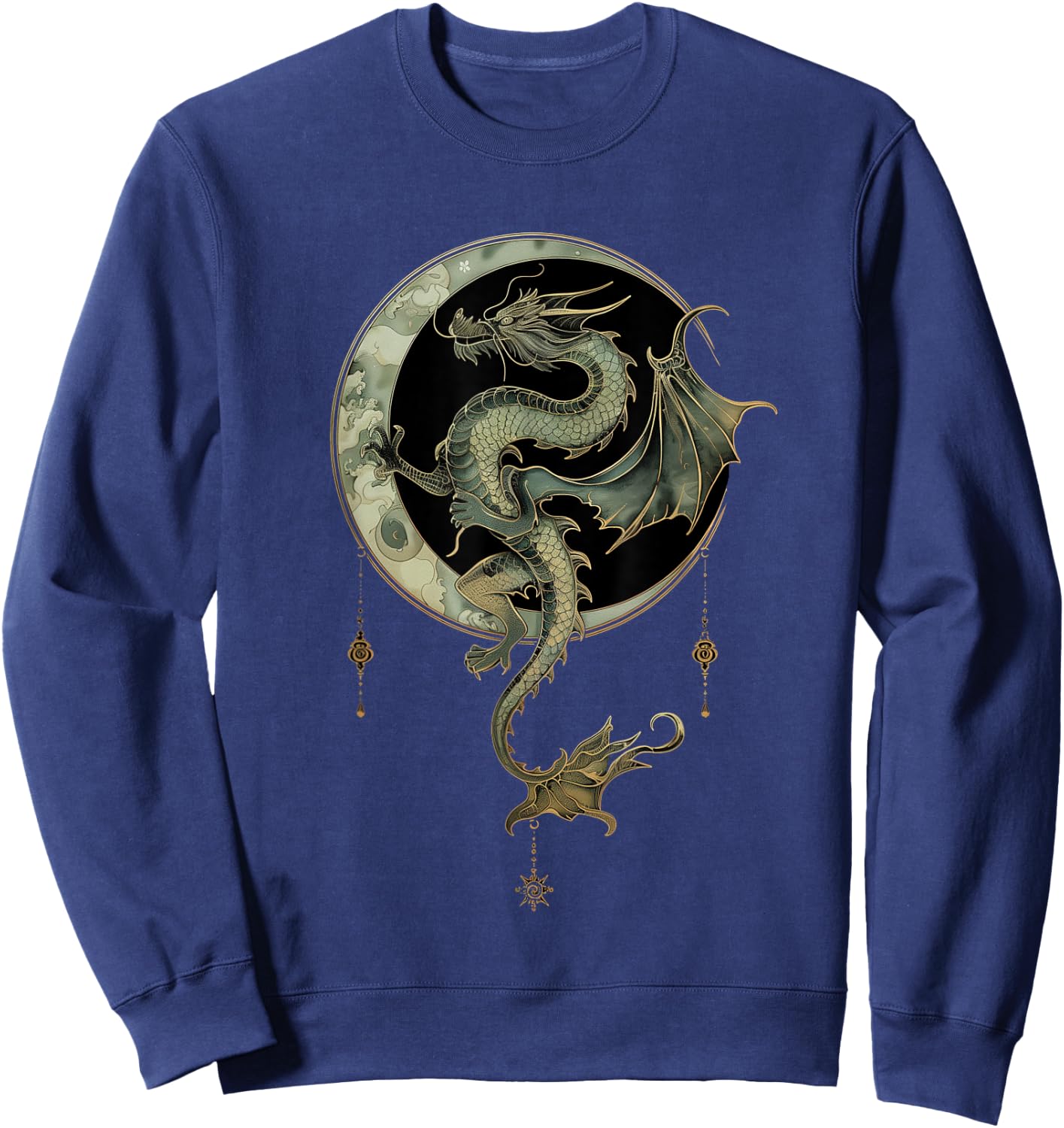 Emerald Dragon of the Moonlit Realm Sweatshirt - Sweatshirt | Navy