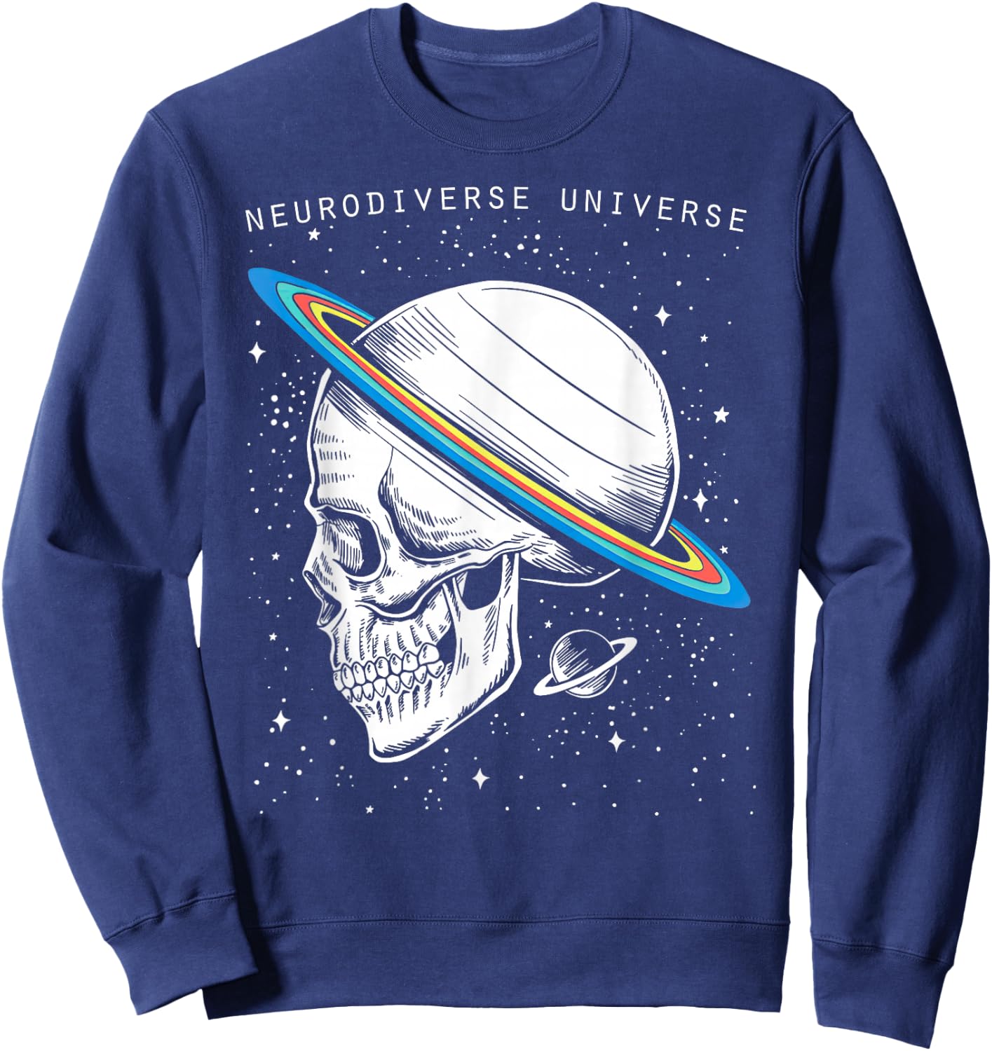 Neurodiverse Universe Skull Neurodiversity Autism Awareness Sweatshirt - Sweatshirt | Navy