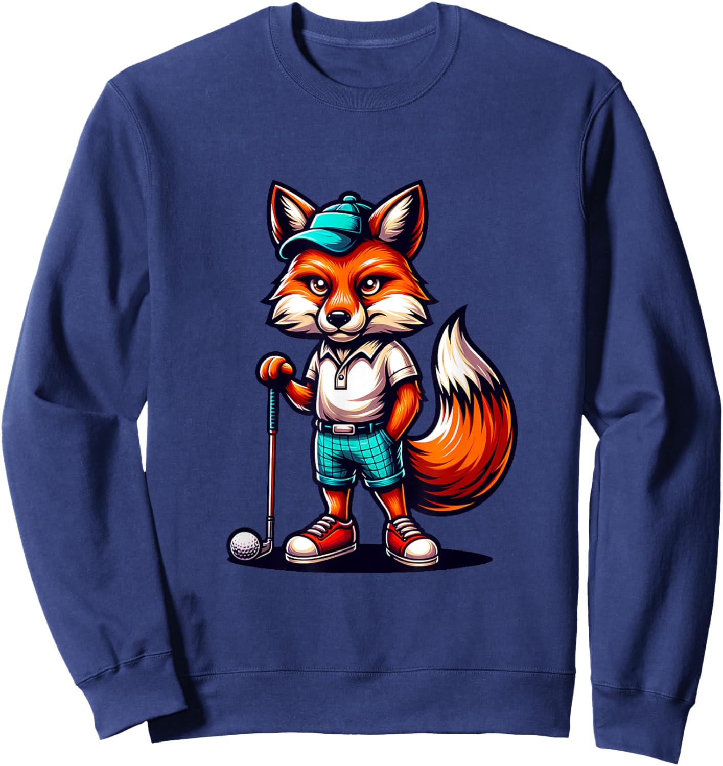 Golf Fox Playful Fox With Golf Gear Sweatshirt - Sweatshirt | Navy