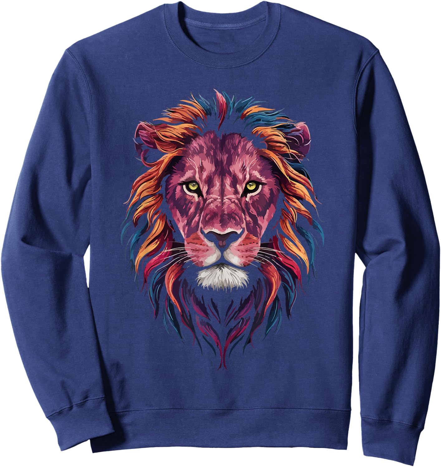 Lion Mane Face Head Art Print Graphic Design Men Women Kids Sweatshirt - Sweatshirt | Navy