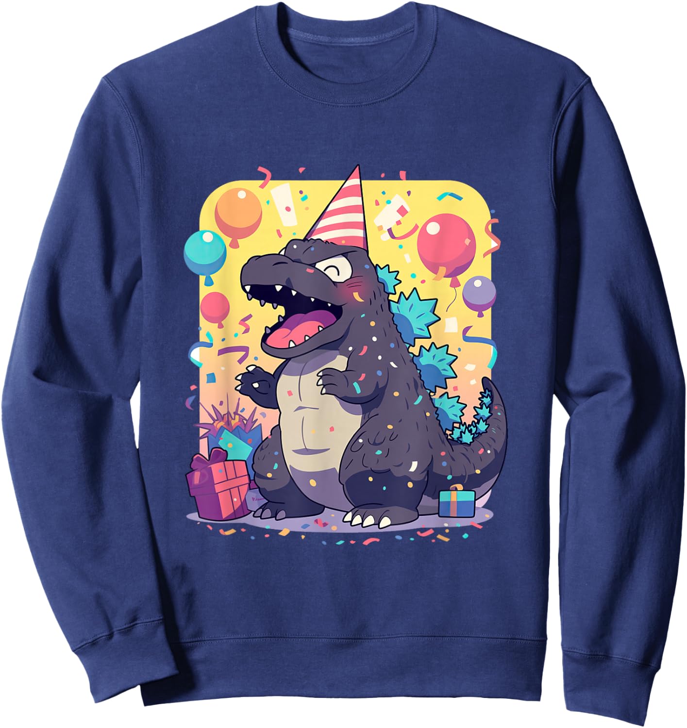 Cute Happy Birthday Japanese Kaiju Monster Epic Party Sweatshirt - Sweatshirt | Navy