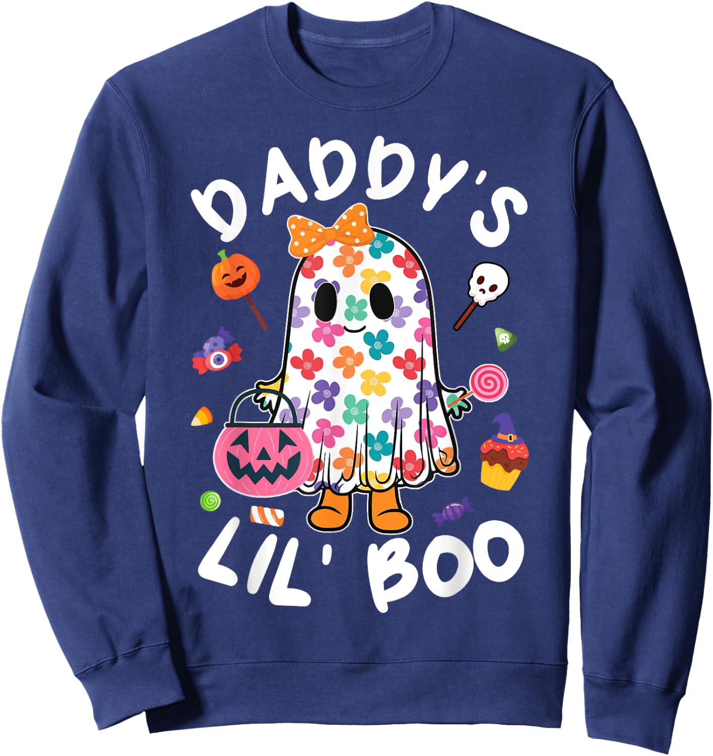 Daddy’s Lil Boo Halloween Costume Toddler Girl Daughter Kids Sweatshirt - Sweatshirt | Navy