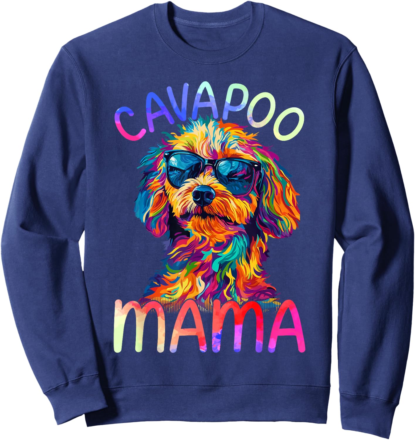 Cavapoo Mom Mama Colorful Pop Art Cavapoo Dog Sweatshirt - Sweatshirt | Navy
