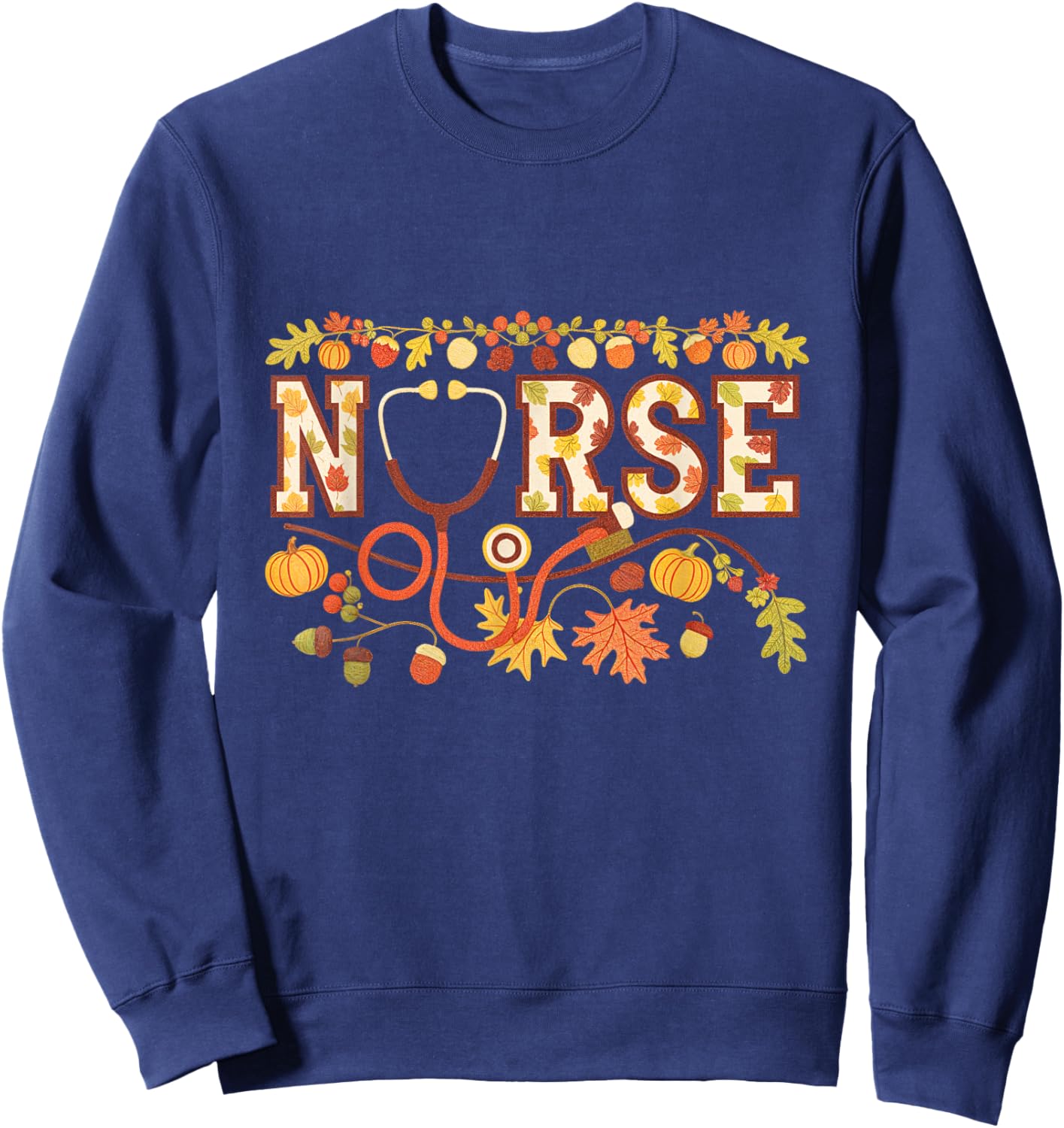 Nurse Fall Stethoscope Autumn Harvest Nurses Sweatshirt - Sweatshirt | Navy