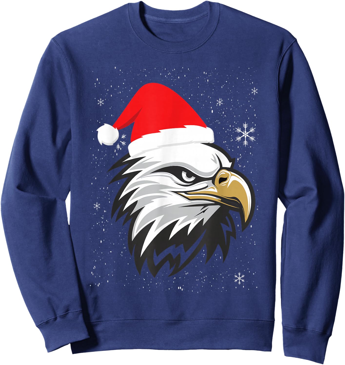 Funny Christmas Santa Hat American Bald Eagle Sweatshirt - Sweatshirt | Navy