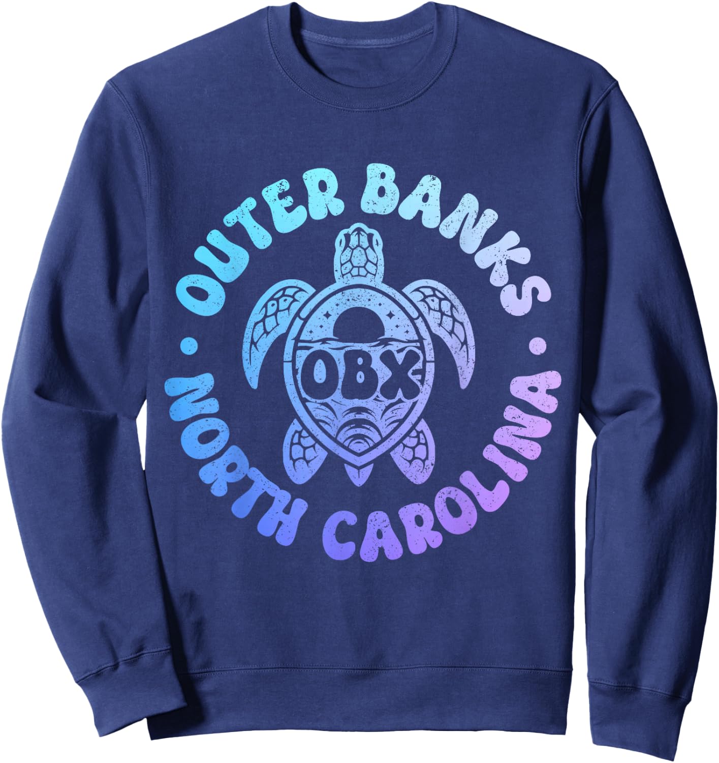 Outer Banks North Carolina Sea Turtle Beach Surf Souvenir Sweatshirt - Sweatshirt | Navy