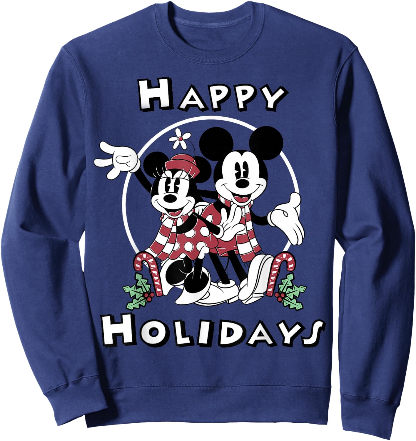 Disney Mickey and Minnie Mouse Happy Holidays Christmas Sweatshirt - Sweatshirt | Navy