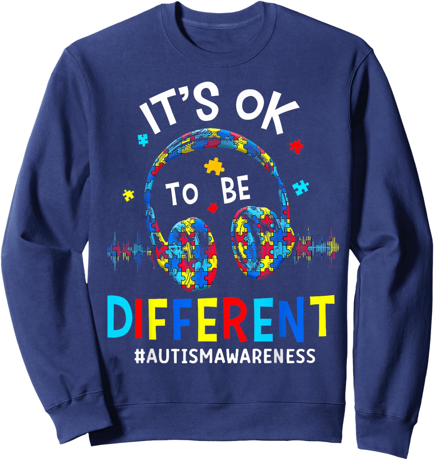 It's OK to be Different Cool Autism Awareness Gamer Men Kids Sweatshirt - Sweatshirt | Navy