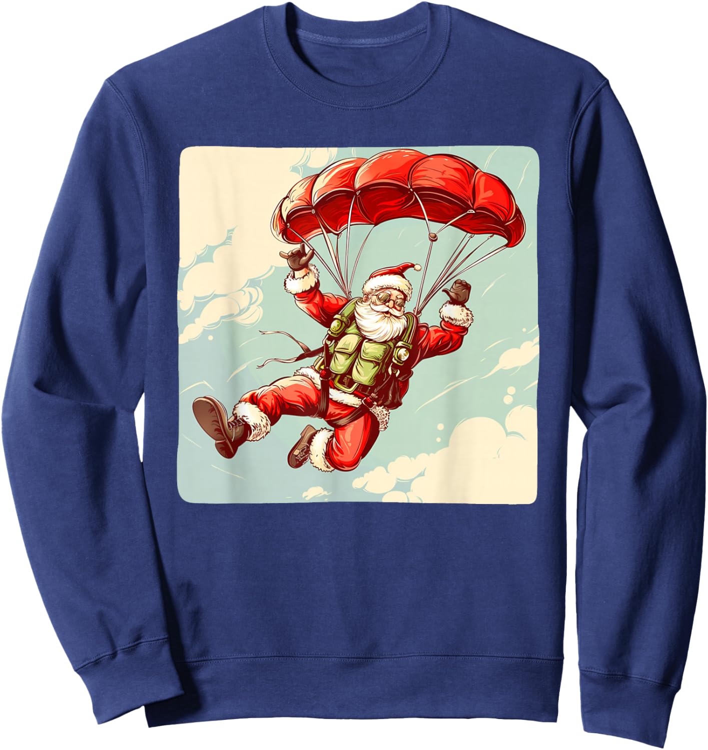 Funny Parachute Santa Costume for Festive Season Sweatshirt - Sweatshirt | Navy