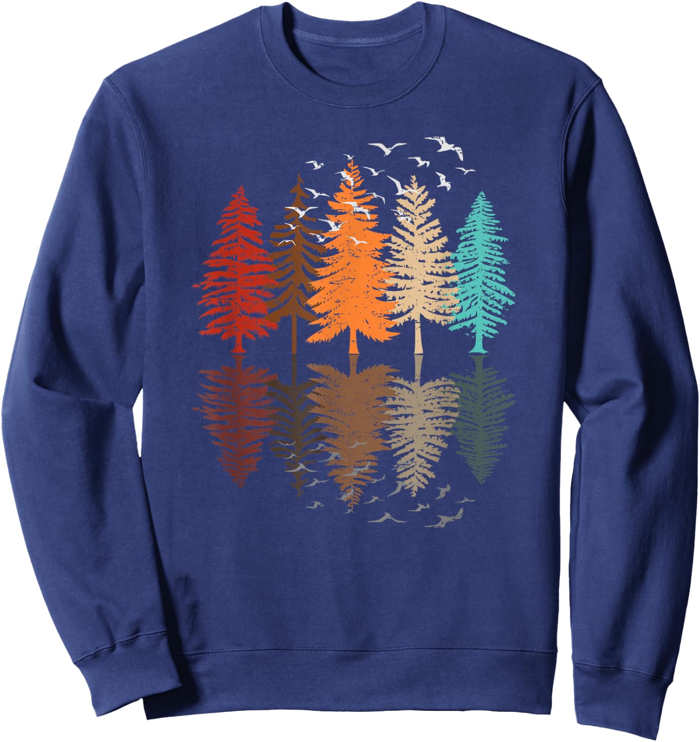 Trees Reflection Wildlife Landscape Nature Forest Sweatshirt - Sweatshirt | Navy