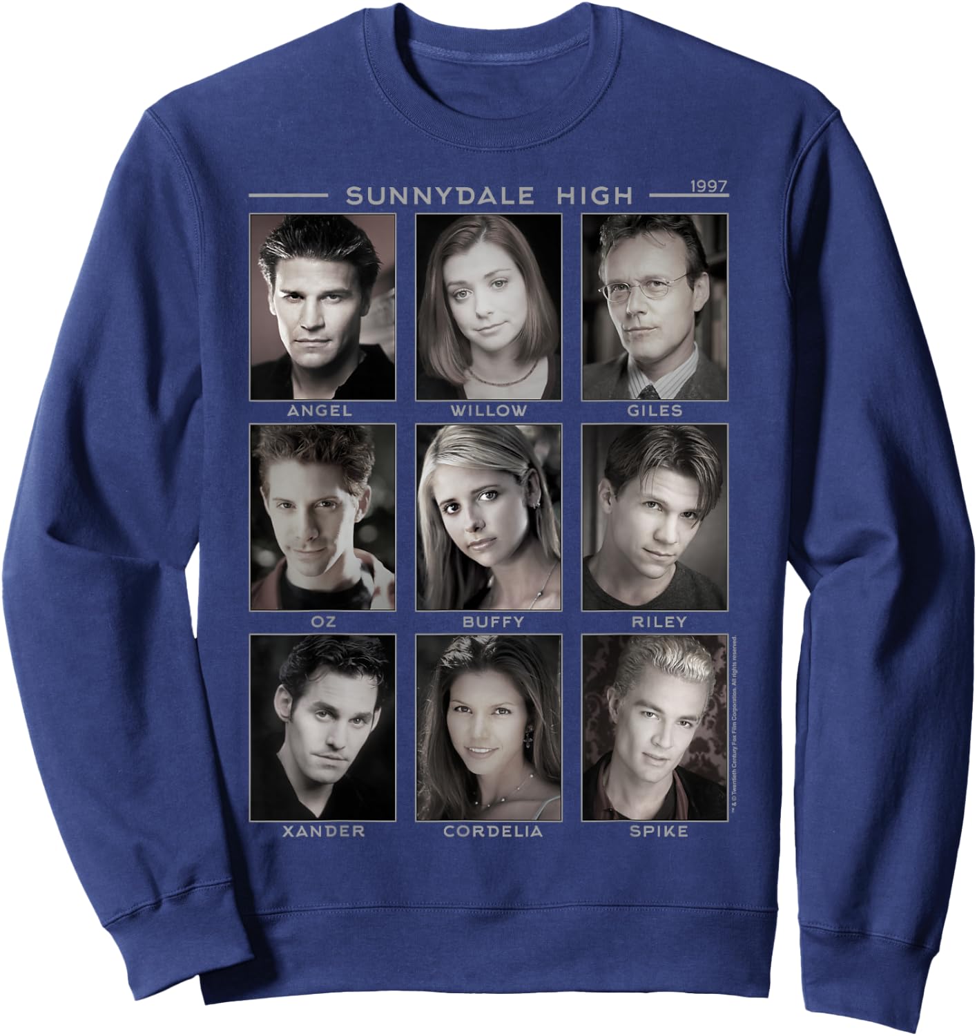 Buffy The Vampire Slayer Retro Characters Big Chest Panels Sweatshirt - Sweatshirt | Navy