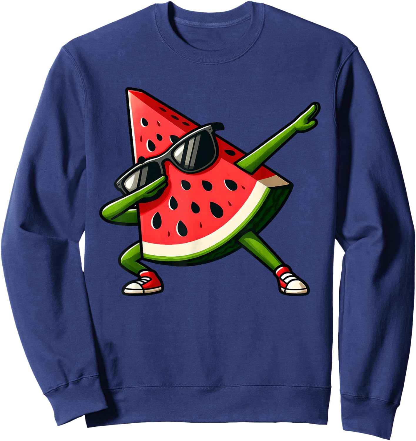 Dabbing Watermelon Kawaii Summer Tropical Fruit Lovers Kids Sweatshirt - Sweatshirt | Navy