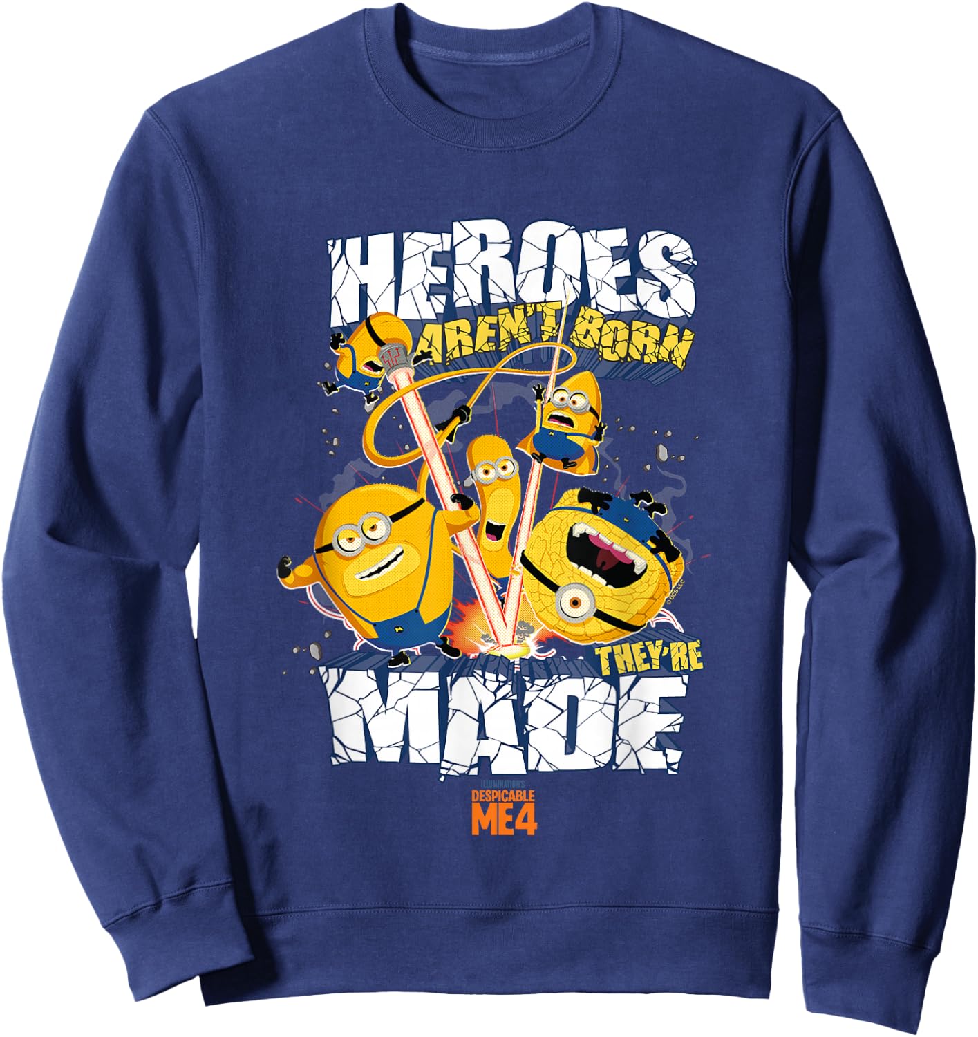 Despicable Me 4 Heroes aren't Born They're Made Minions Logo Sweatshirt - Sweatshirt | Navy