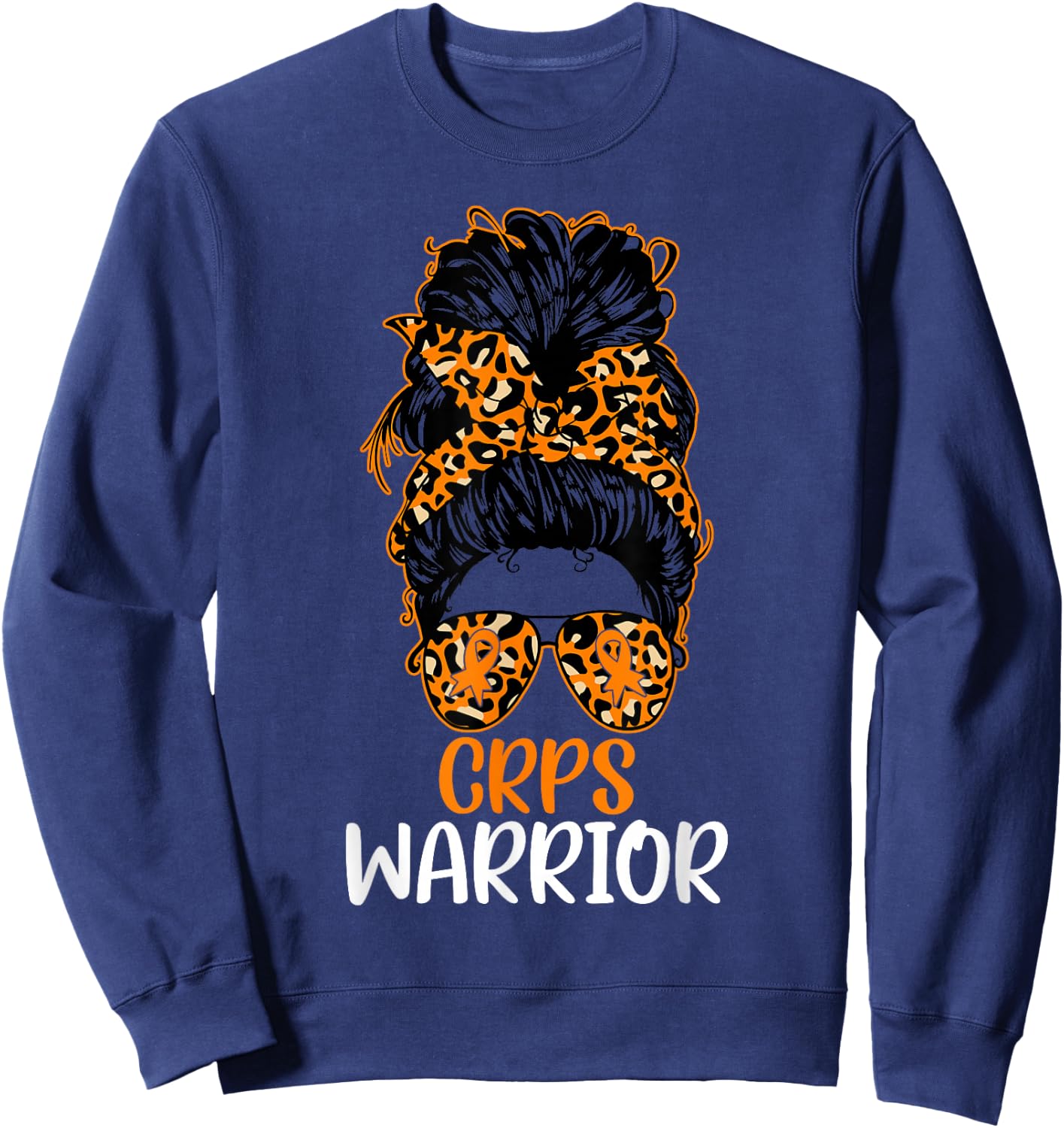 CRPS Awareness Messy Bun CRPS Warrior Sweatshirt - Sweatshirt | Navy