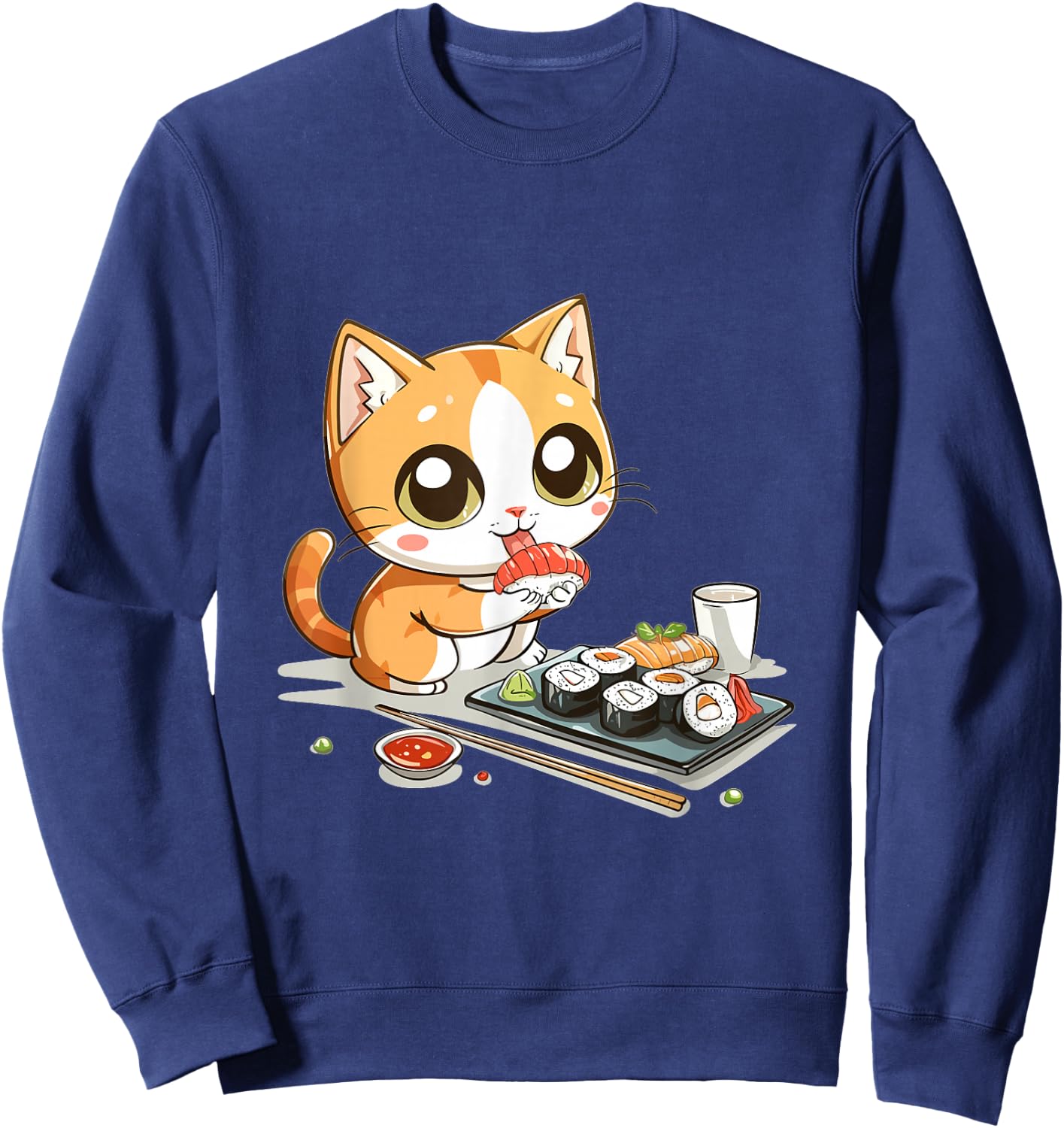 Cats and Sushi Japanese Food Kitten Kawaii Anime Sweatshirt - Sweatshirt | Navy