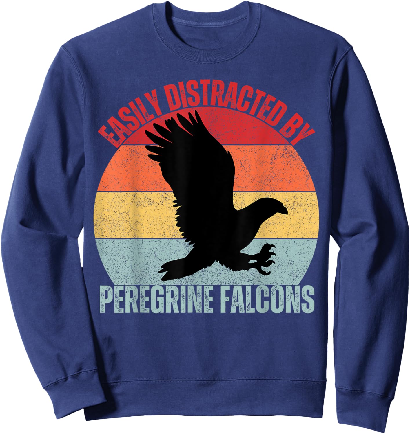 Easily Distracted By Peregrine Falcons Birds Kids Falcon Sweatshirt - Sweatshirt | Navy