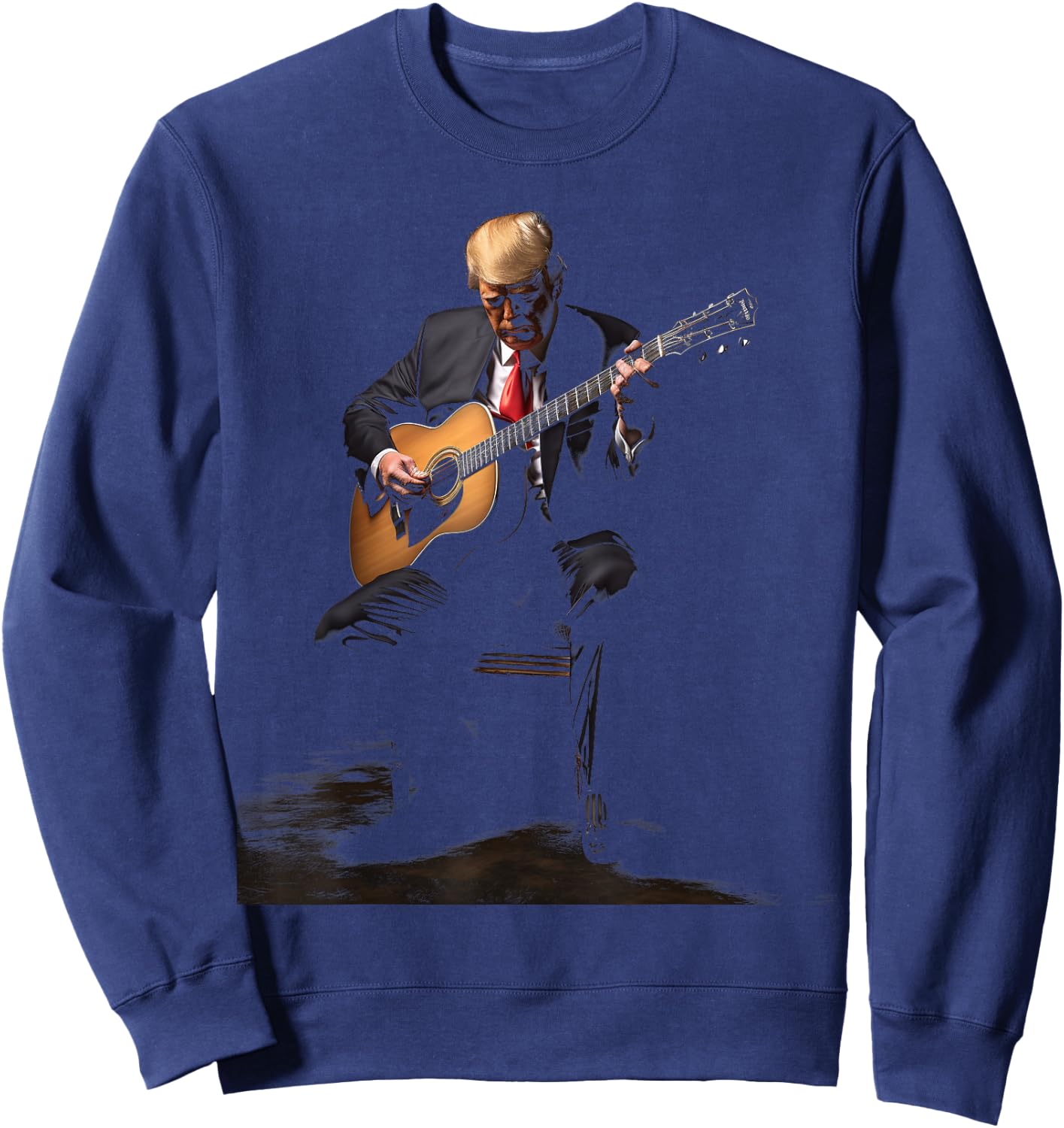 Acoustic Guitar Player Six String Classic Rock & Roll Trump Sweatshirt - Sweatshirt | Navy