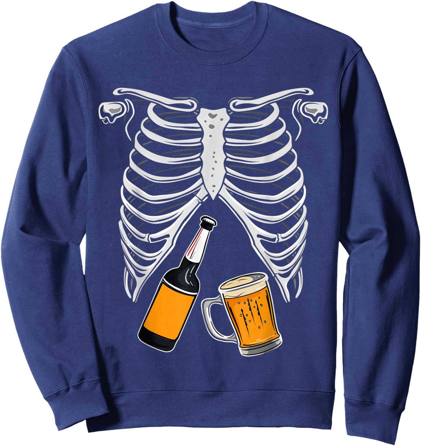 Skeleton Costume Halloween Beer Xray Matching Family Dad Sweatshirt - Sweatshirt | Navy