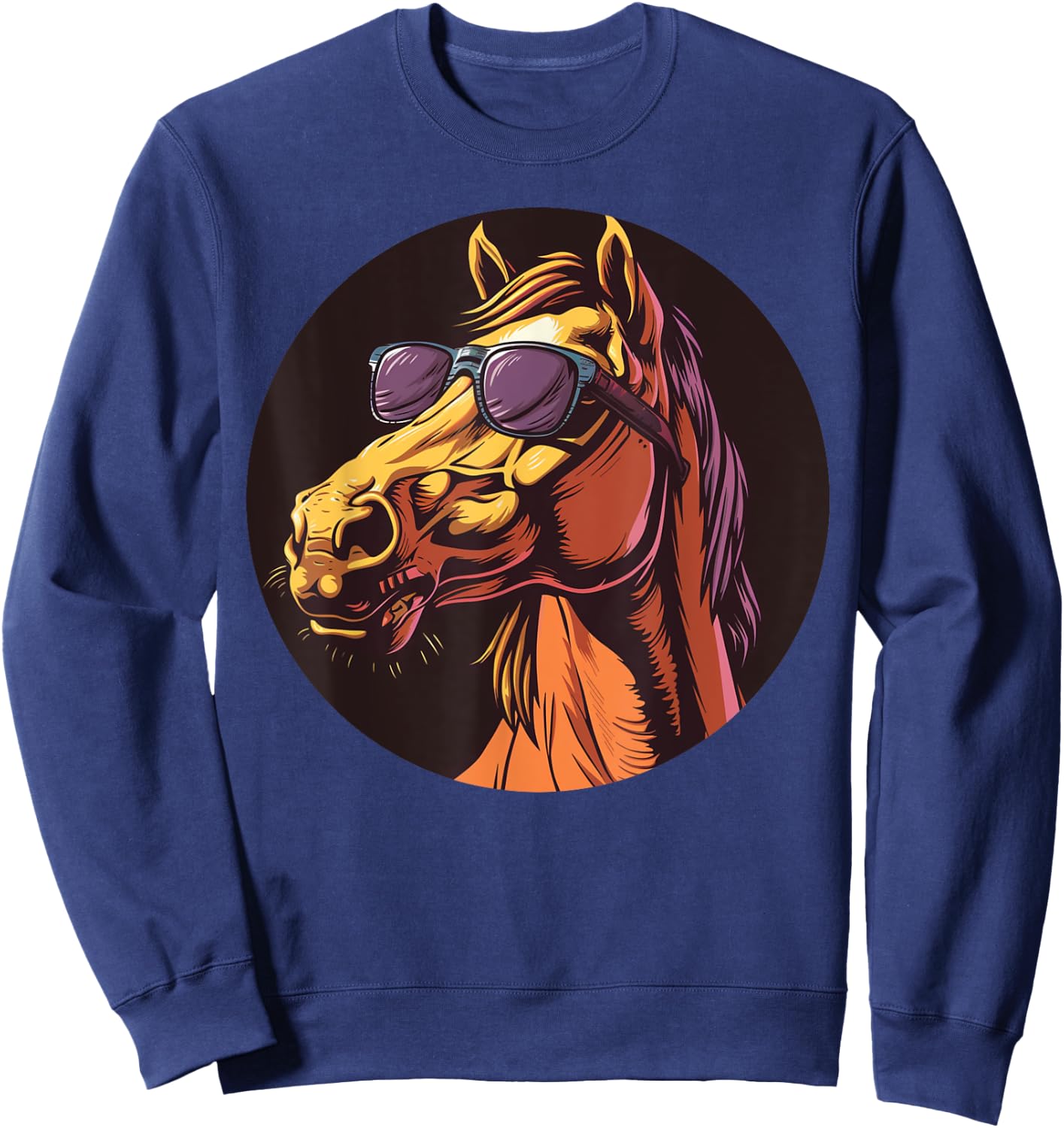 Cool Horse Head with Sunglasses Sweatshirt - Sweatshirt | Navy