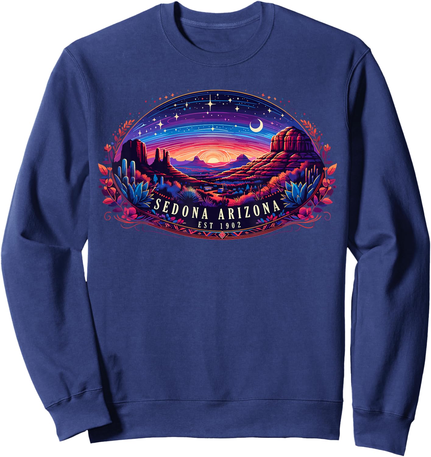 Sedona AZ Hiking Outdoors Mountain Sedona USA Retro Vintage Sweatshirt - Sweatshirt | Navy