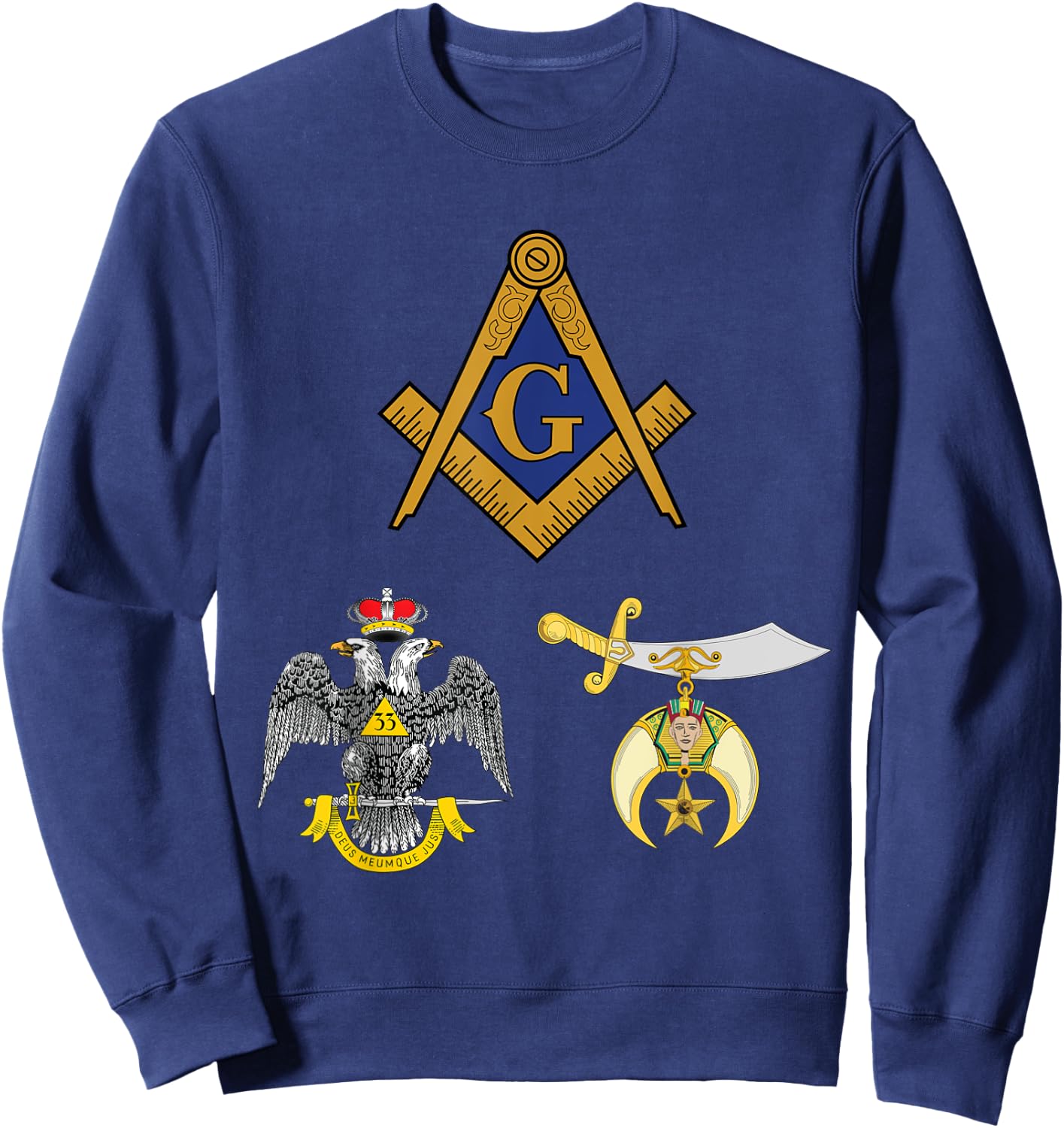 Master Mason 33rd Degree Shrine AASR Noble Masonic WD Blue Sweatshirt - Sweatshirt | Navy