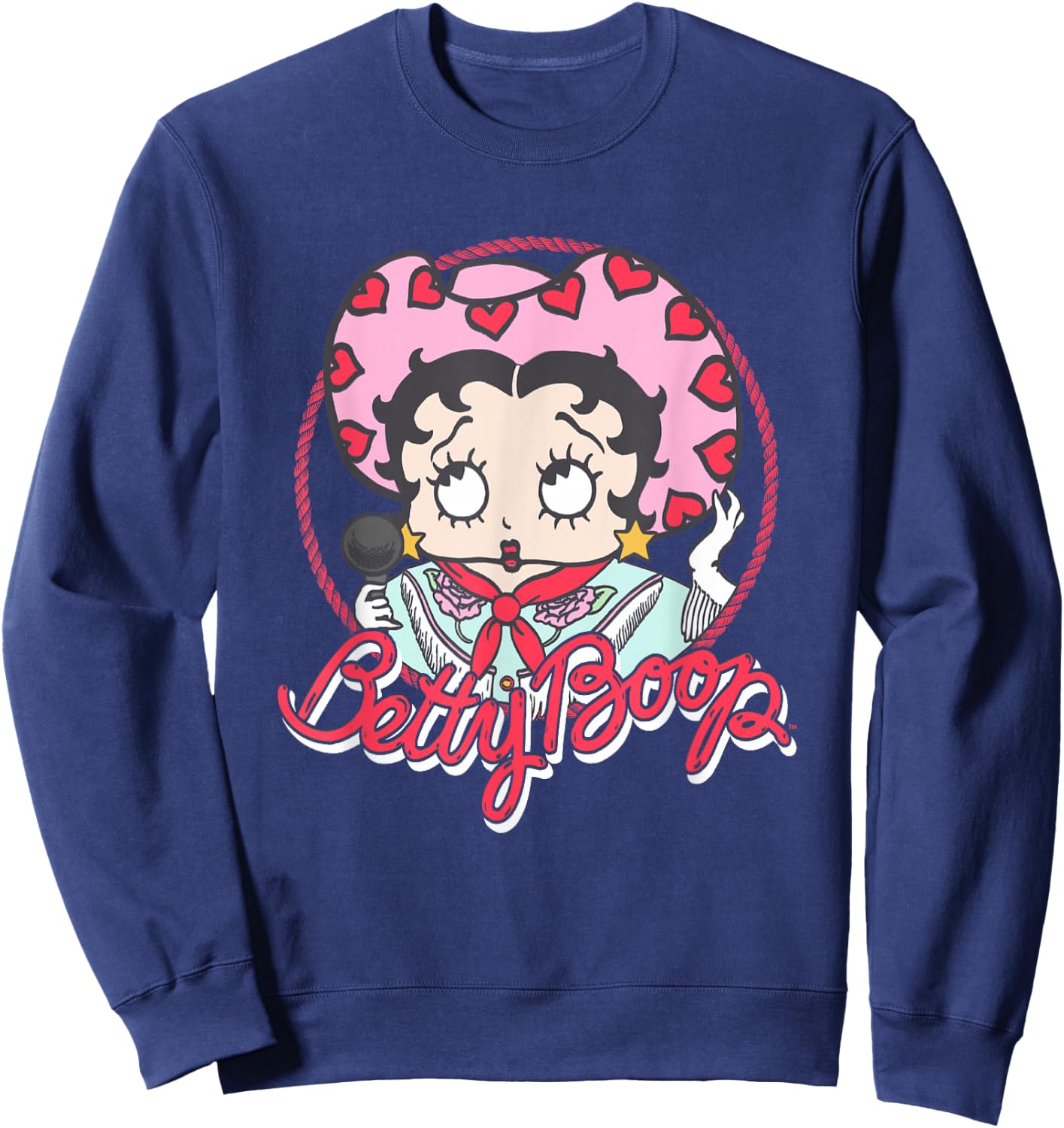 Betty Boop Cute Cowgirl Boop Retro Vintage Chest Portrait Sweatshirt - Sweatshirt | Navy