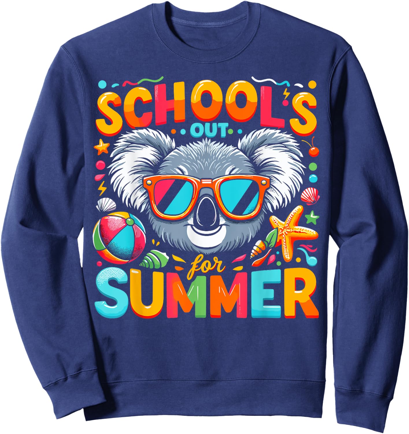 Funny Schools Out For Summer Teacher Kids Girls Boys Koala Sweatshirt - Sweatshirt | Navy