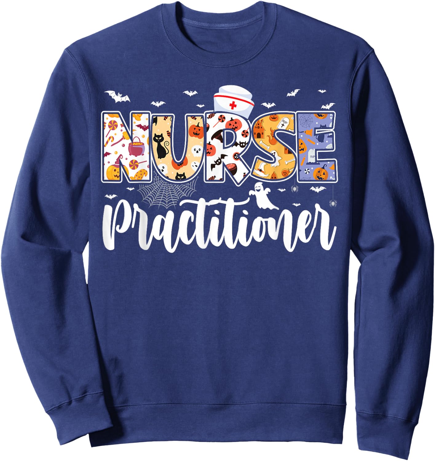 NP Nurse Practitioner Halloween Future Nurse Spooky Season Sweatshirt - Sweatshirt | Navy
